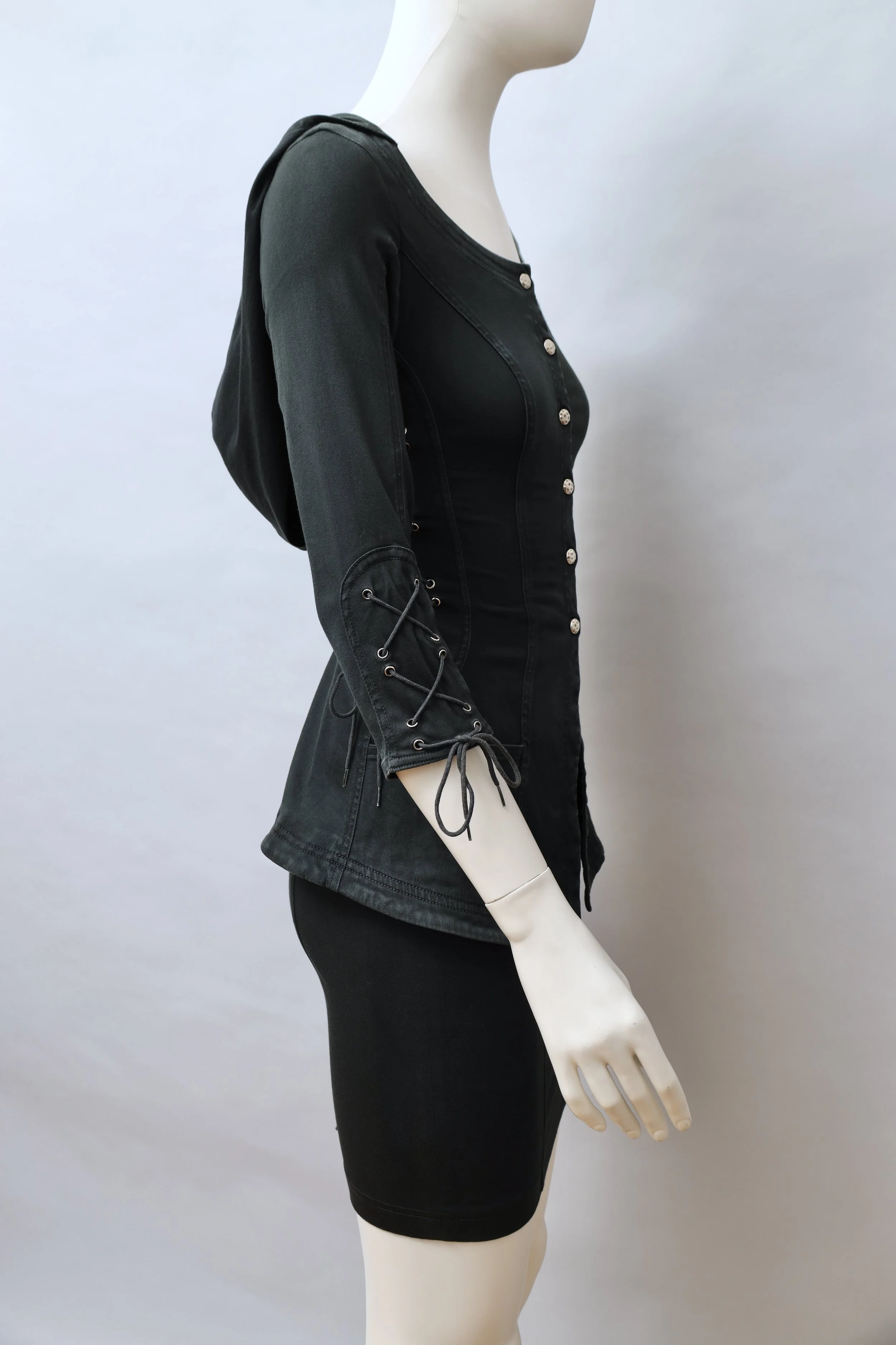 S/S 1991 Chantal Thomass black hooded lace ensemble