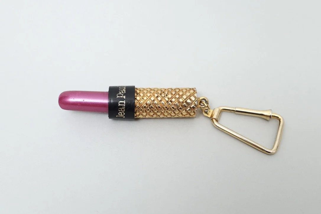 1980s Jean Paul Gaultier pink lipstick carabiner keychain