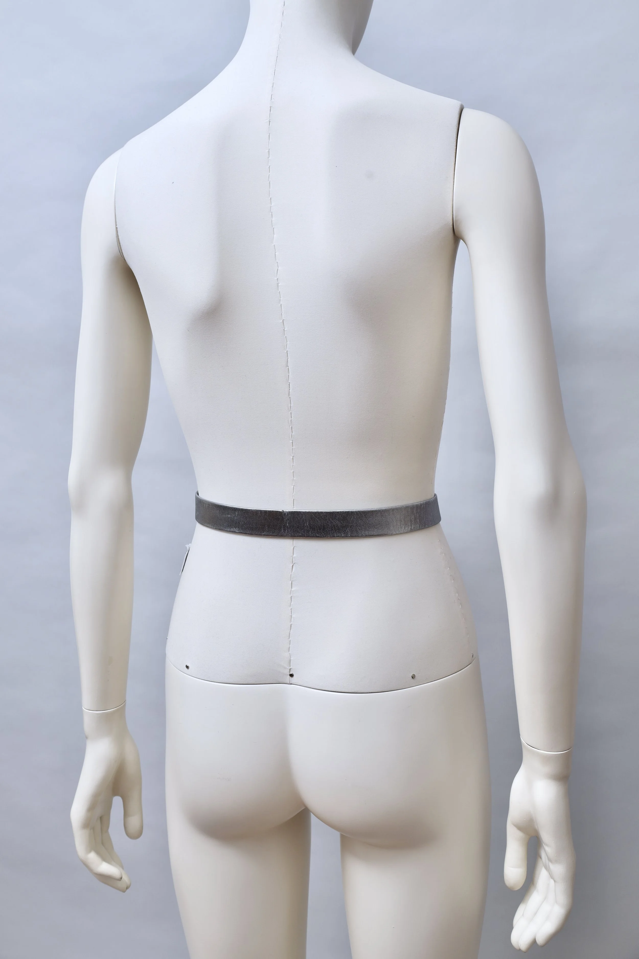 1980s Chantal Thomass silver bow faux leather waist belt