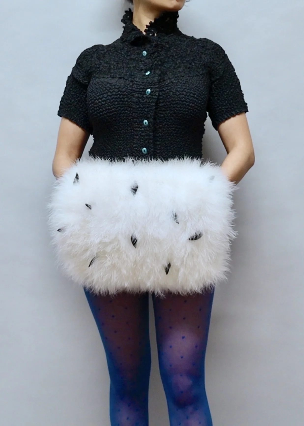 F/W 1992 Chantal Thomass white marabou feather muff