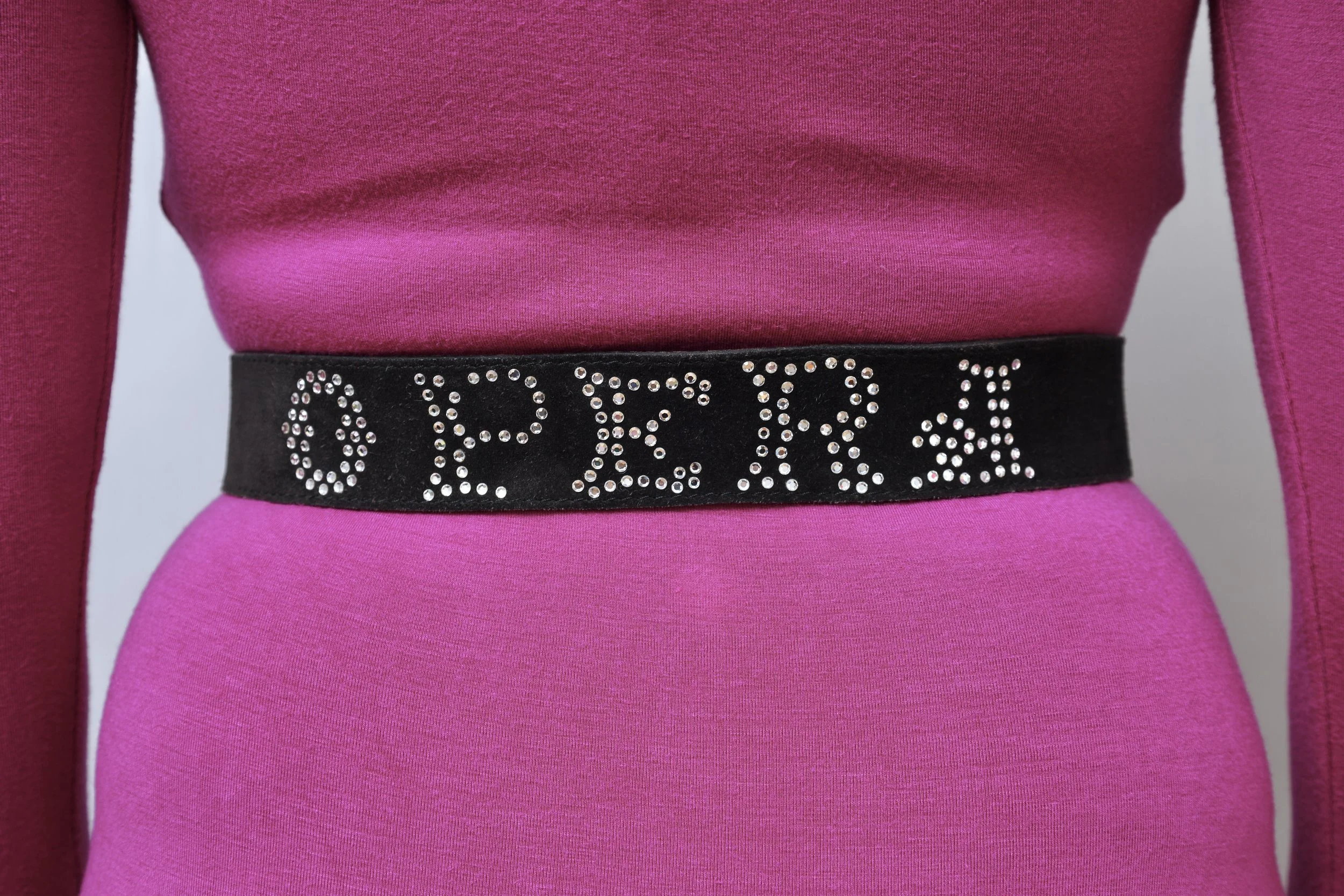 F/W 1984 Sonia Rykiel black suede Opera rhinestone belt