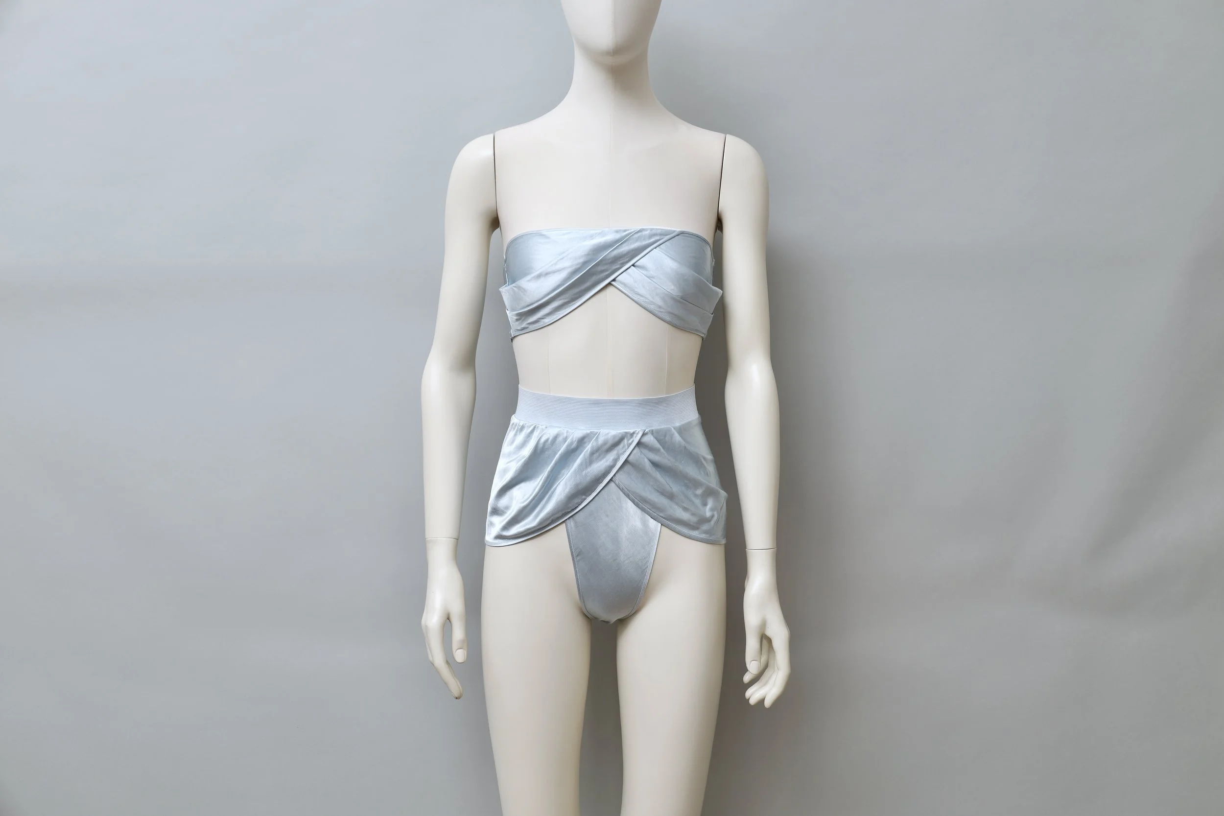 late 1980s / early 1990s Martine Sitbon La Nuit ice blue satin set