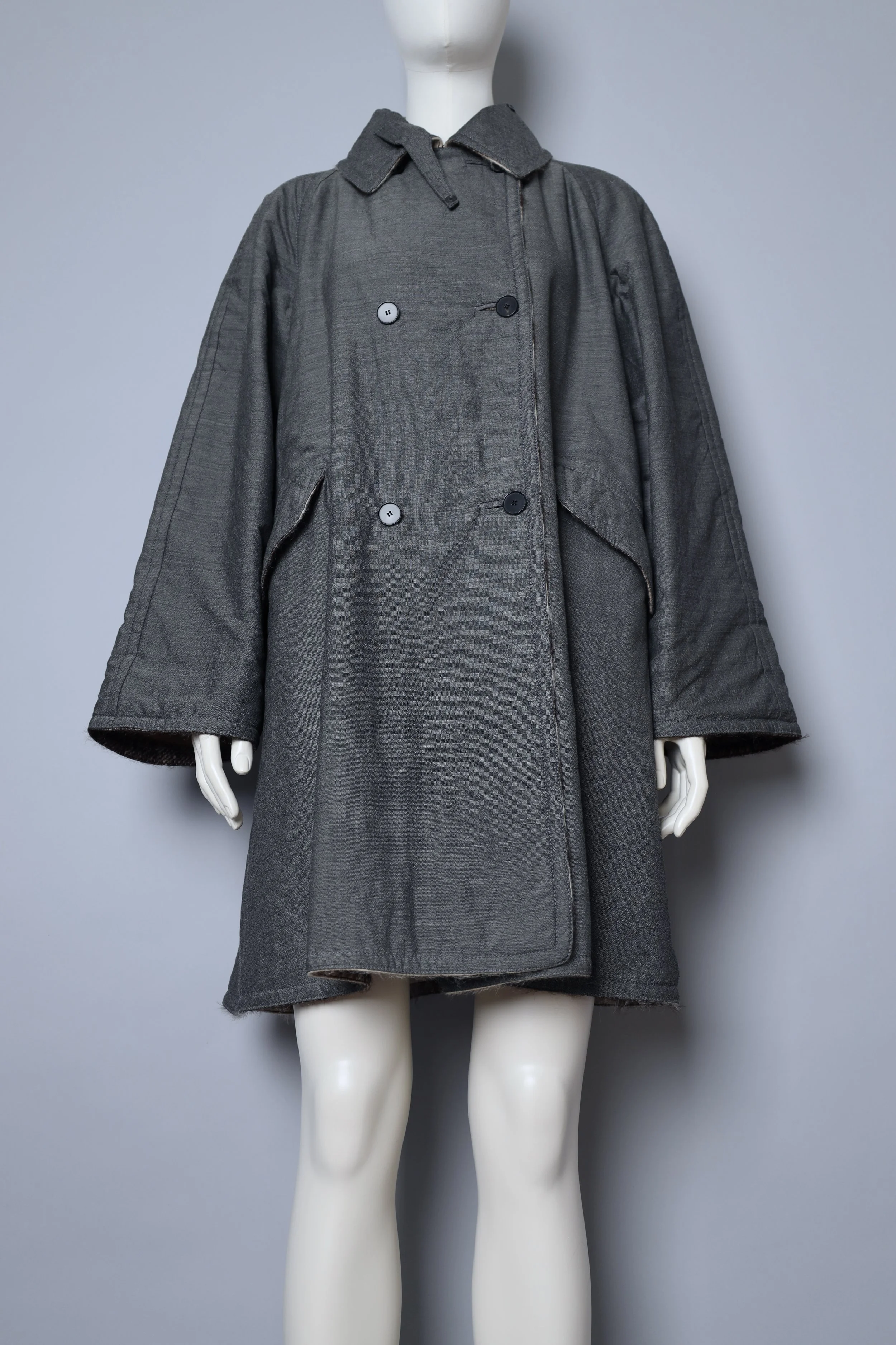 1990s Jean Paul Gaultier Femme reversible striped mohair trench coat