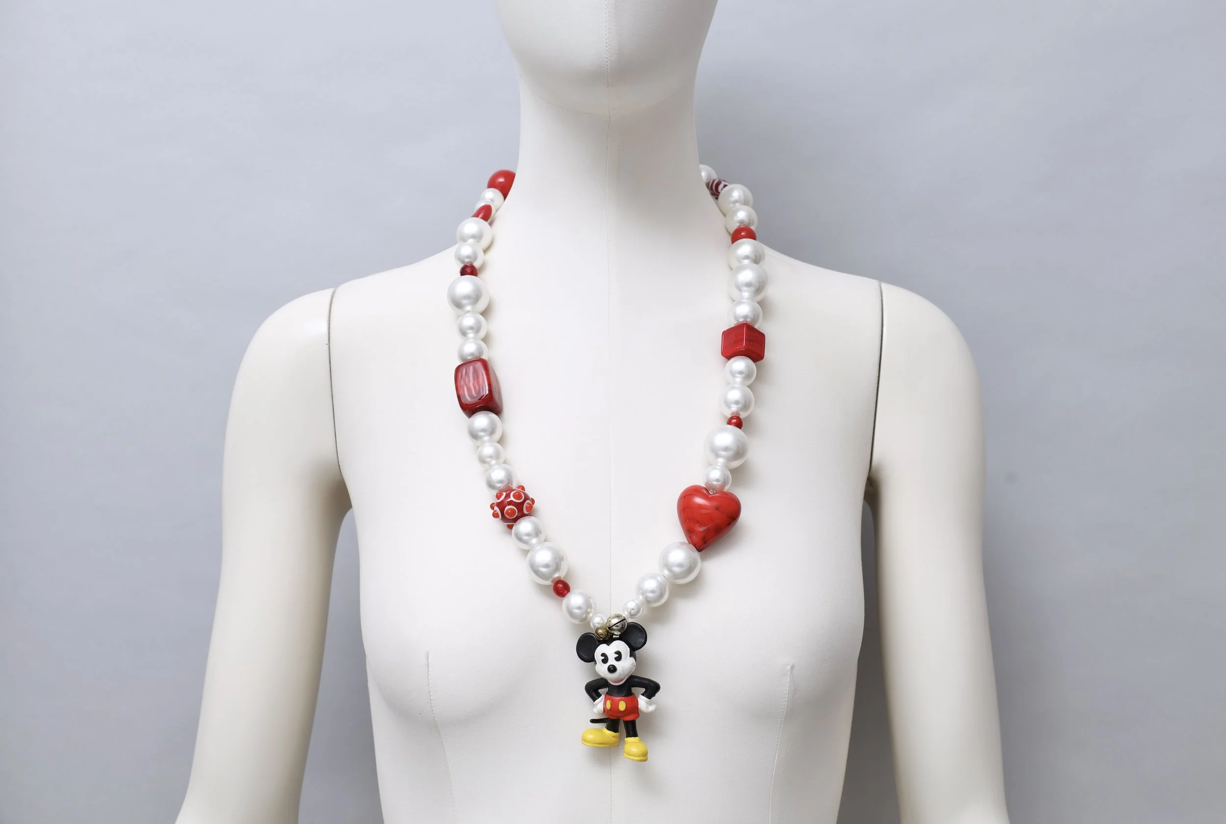 Caterina Zangrando beaded murano glass and pearl Micky Mouse necklace