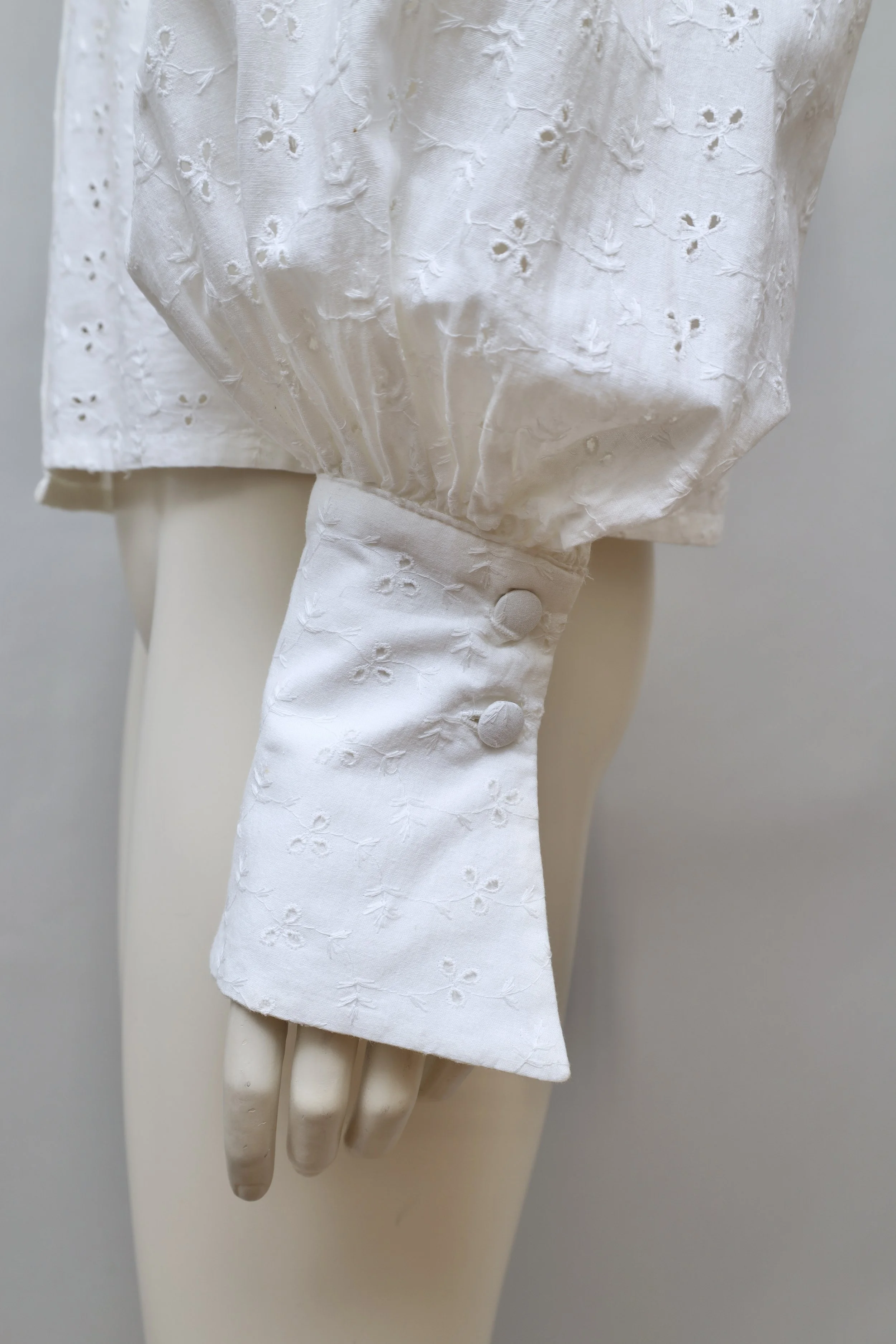 1980s Corinne Cobson broderie anglaise poet sleeve cuff