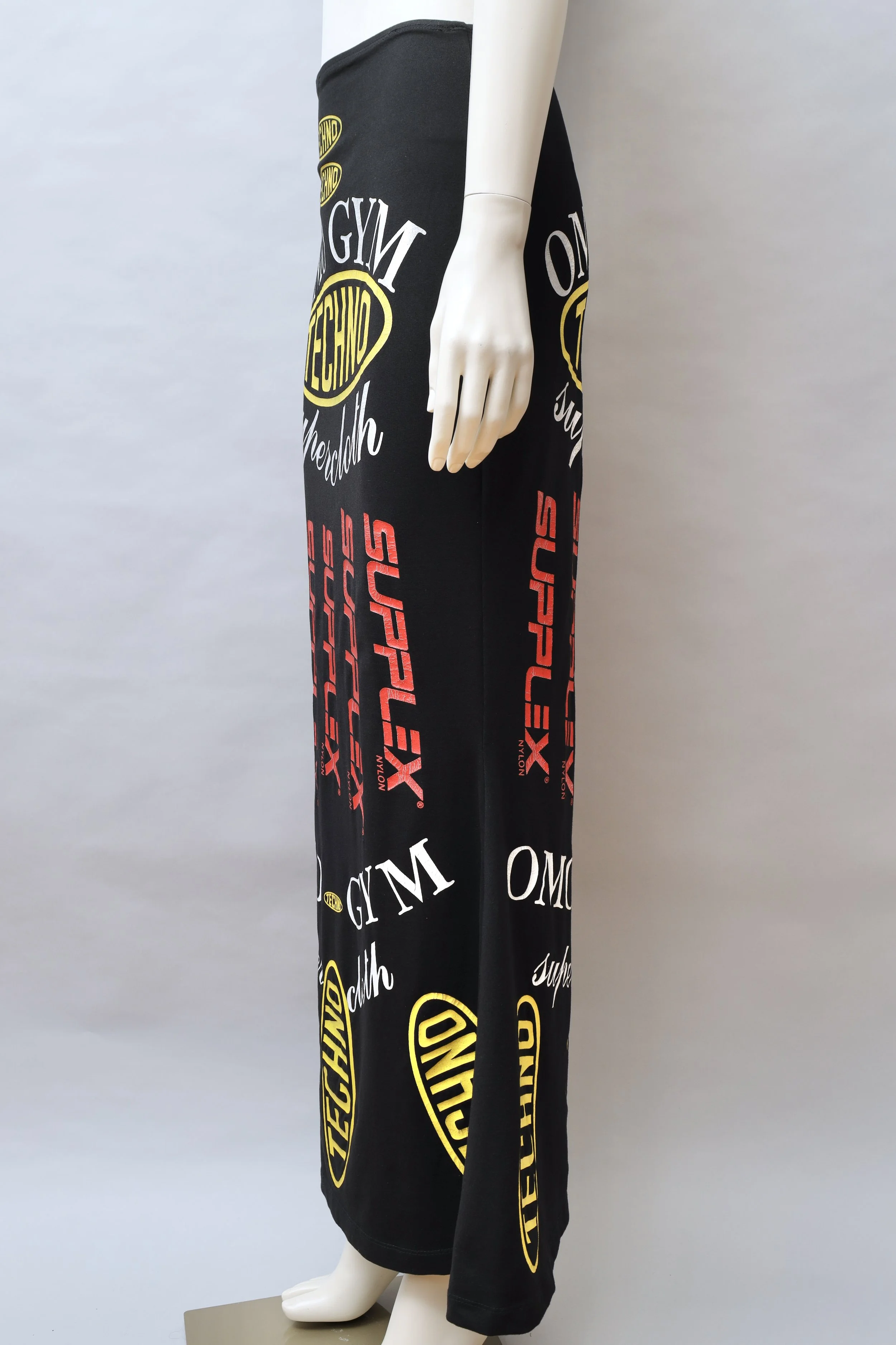 1990s Norma Kamali OMO gym techno print maxi skirt