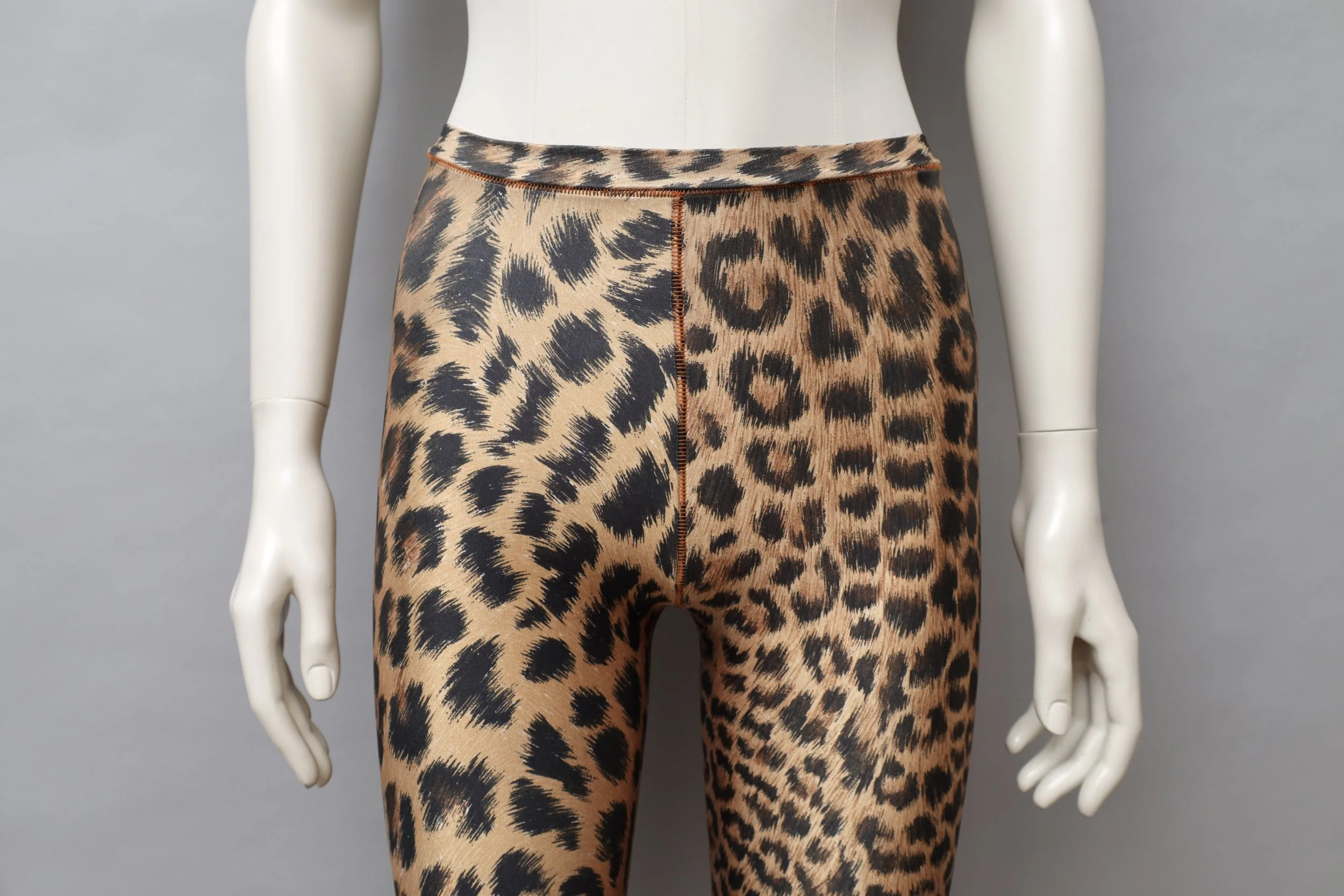 1990s Xuly Bët shiny leopard print stretch pants