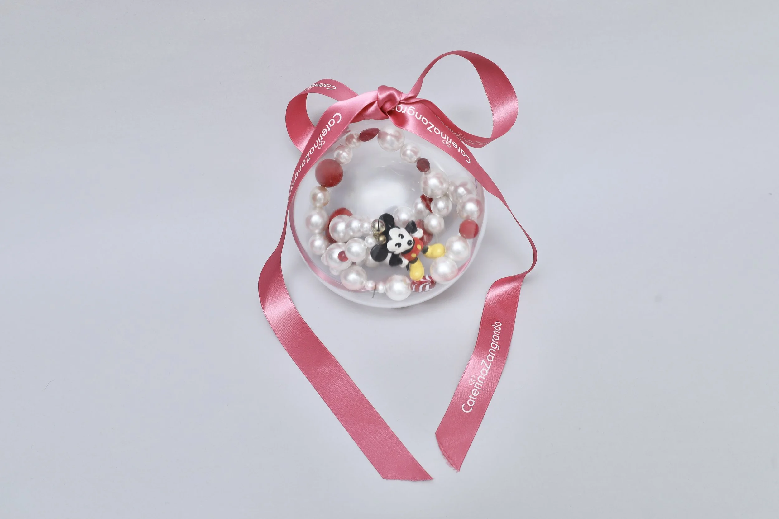 Caterina Zangrando beaded murano glass and pearl Micky Mouse necklace