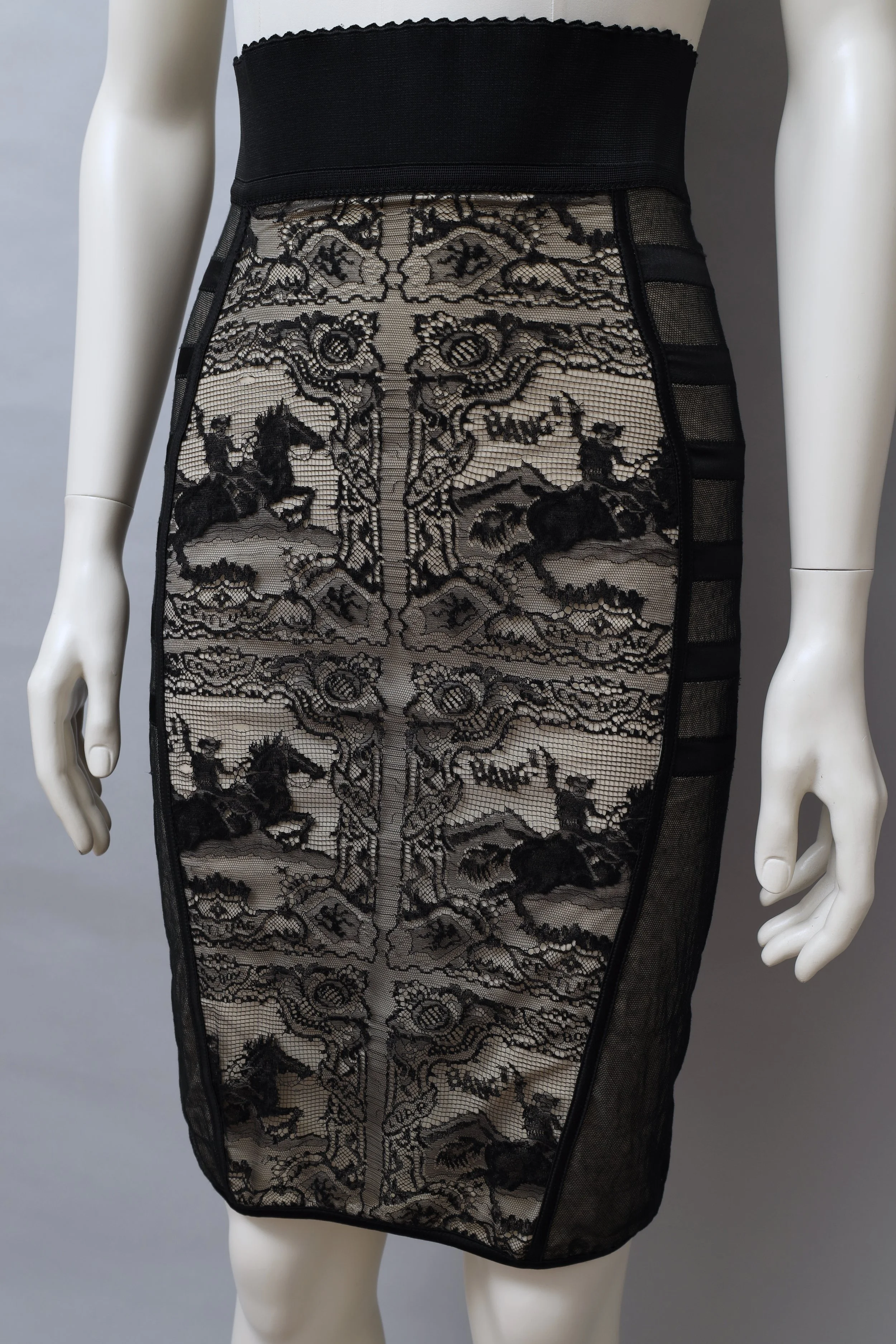 S/S 1988 Jean Paul Gaultier cowboy lace stretch pencil skirt