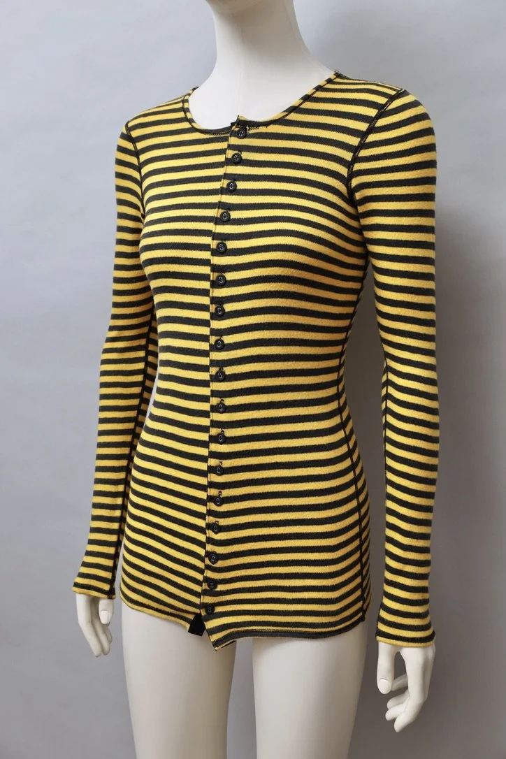 early 1970s Biba black and yellow striped cotton cardigan