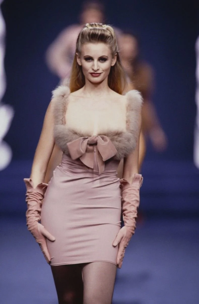 Chantal Thomass Fall Winter 1991 pink feather dress