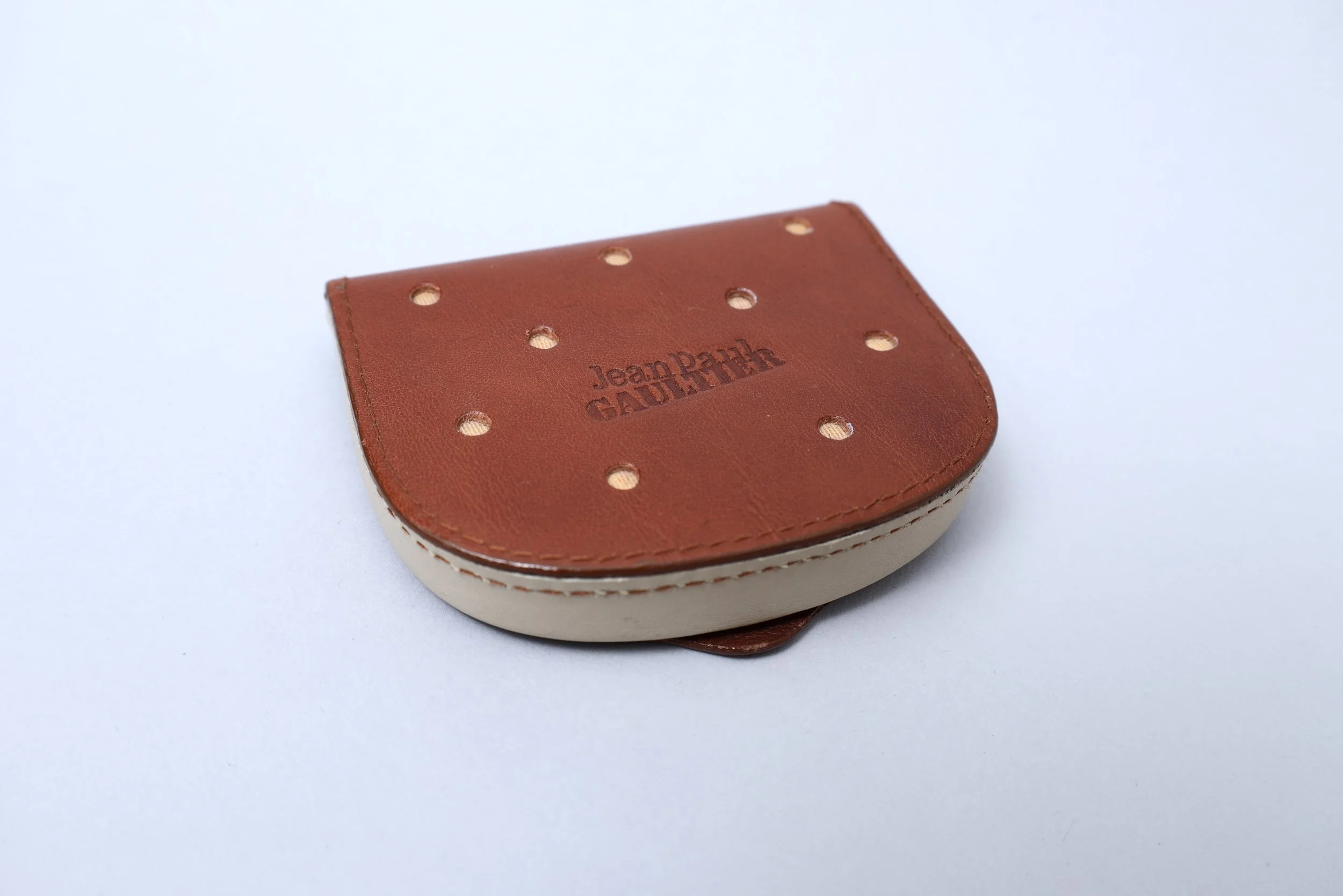 1990s Jean Paul Gaultier camel leather horseshoe coin purse