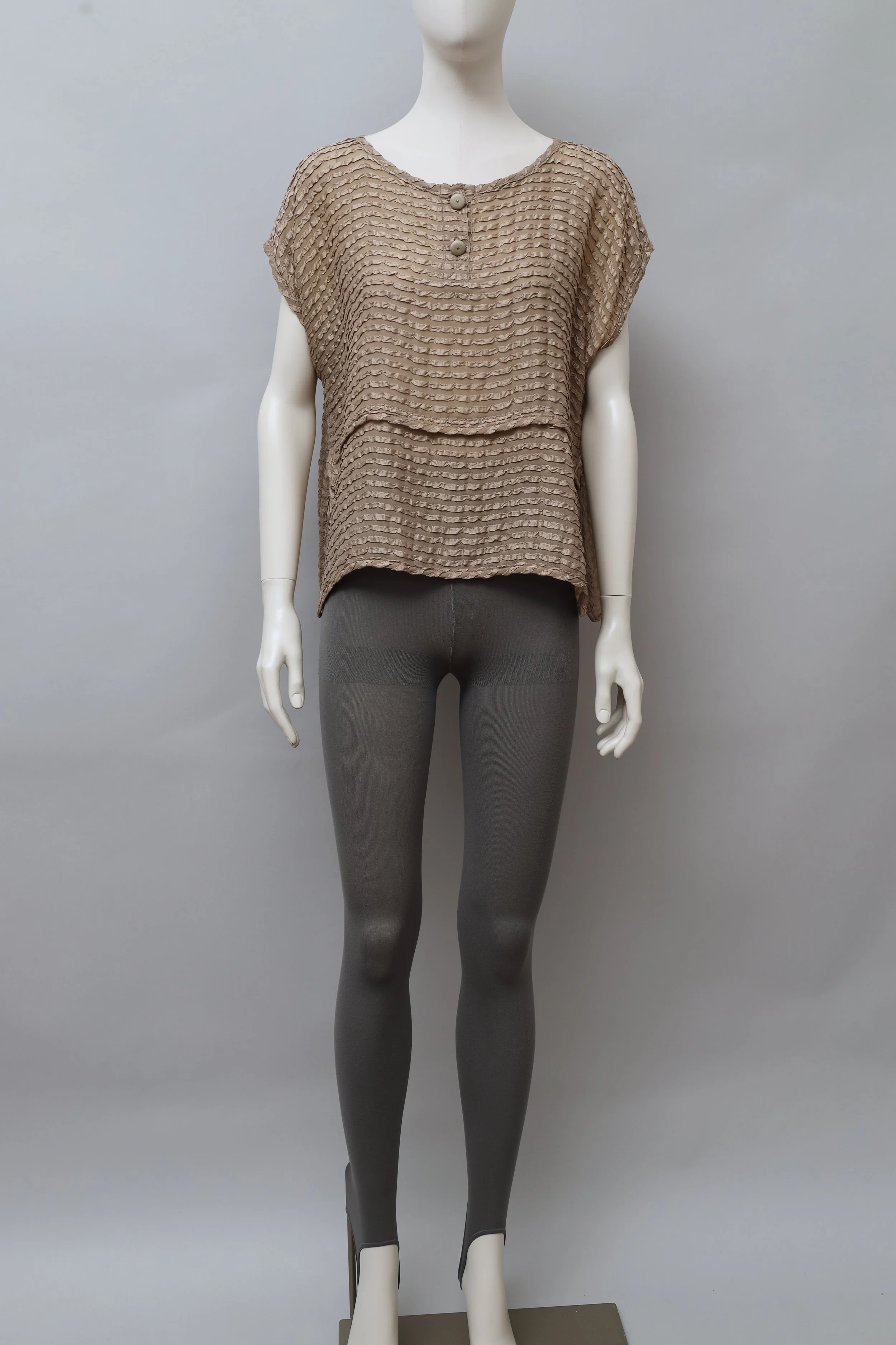 S/S 1985 Chantal Thomass taupe crinkled silk top