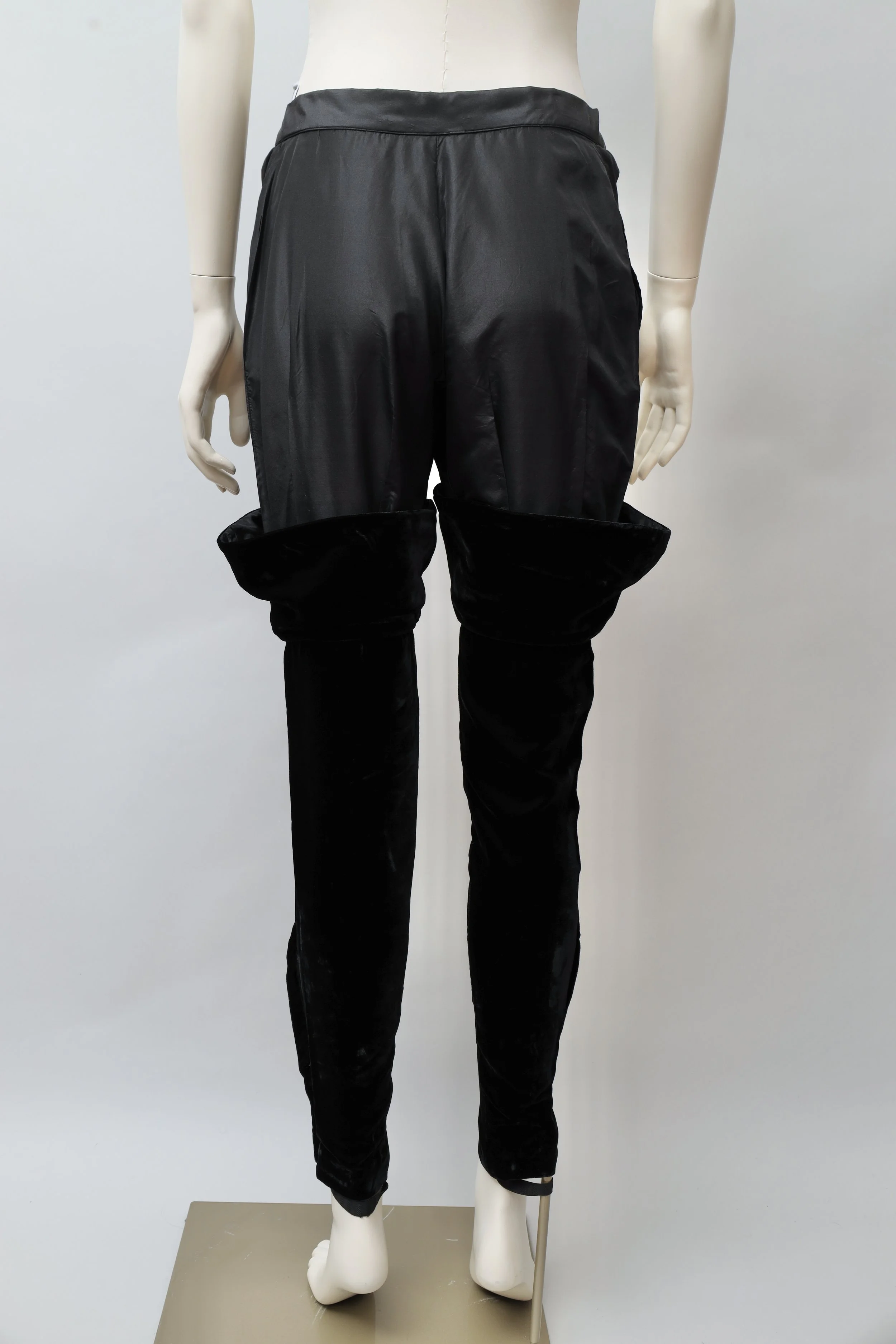 1980s Diamant Noir by Claude Petin velvet leg stirrup pants