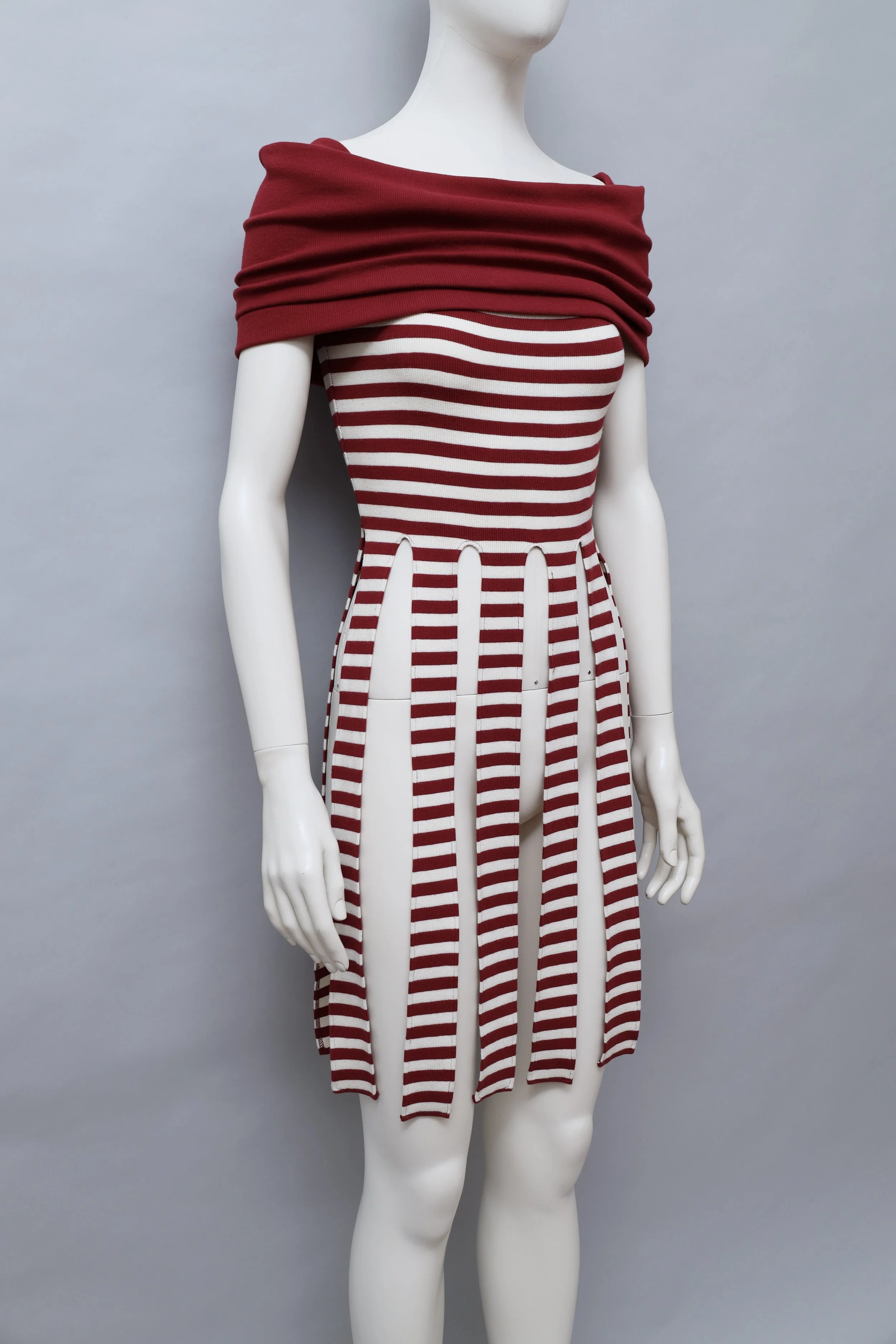 1990s Plein Sud red and white striped top with panels