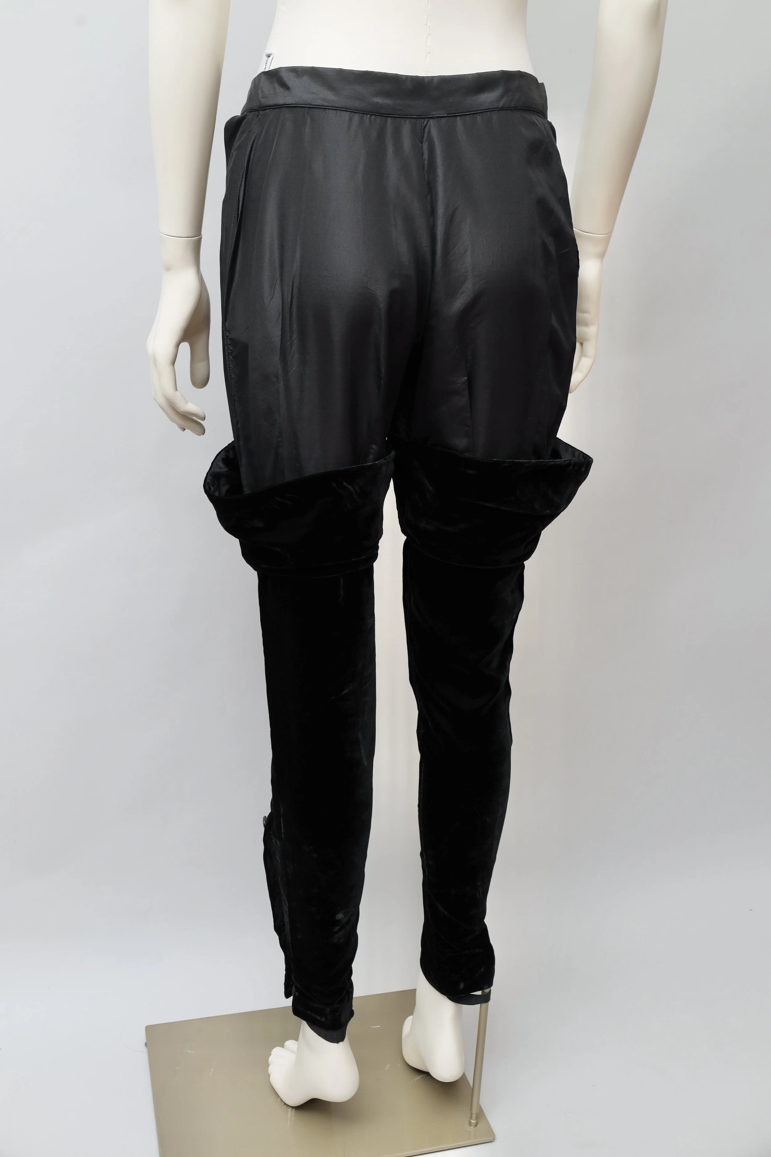 1980s Diamant Noir by Claude Petin velvet leg stirrup pants