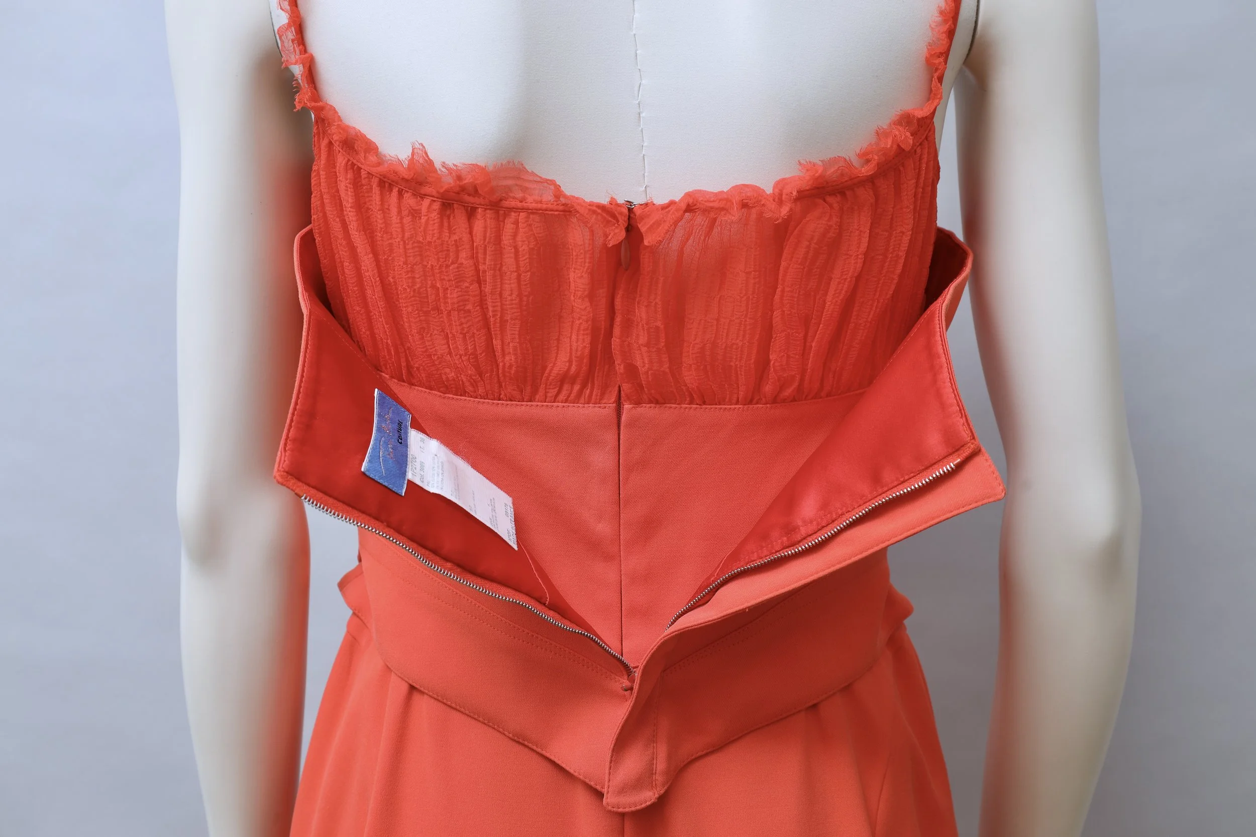 late 1990s / early 2000s Thierry Mugler bright coral corset dress