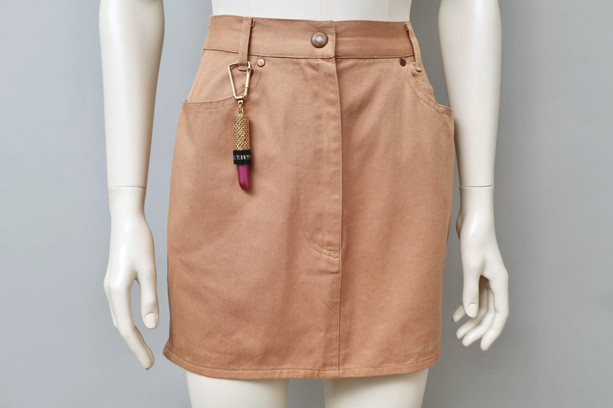 1980s Jean Paul Gaultier pink lipstick carabiner keychain