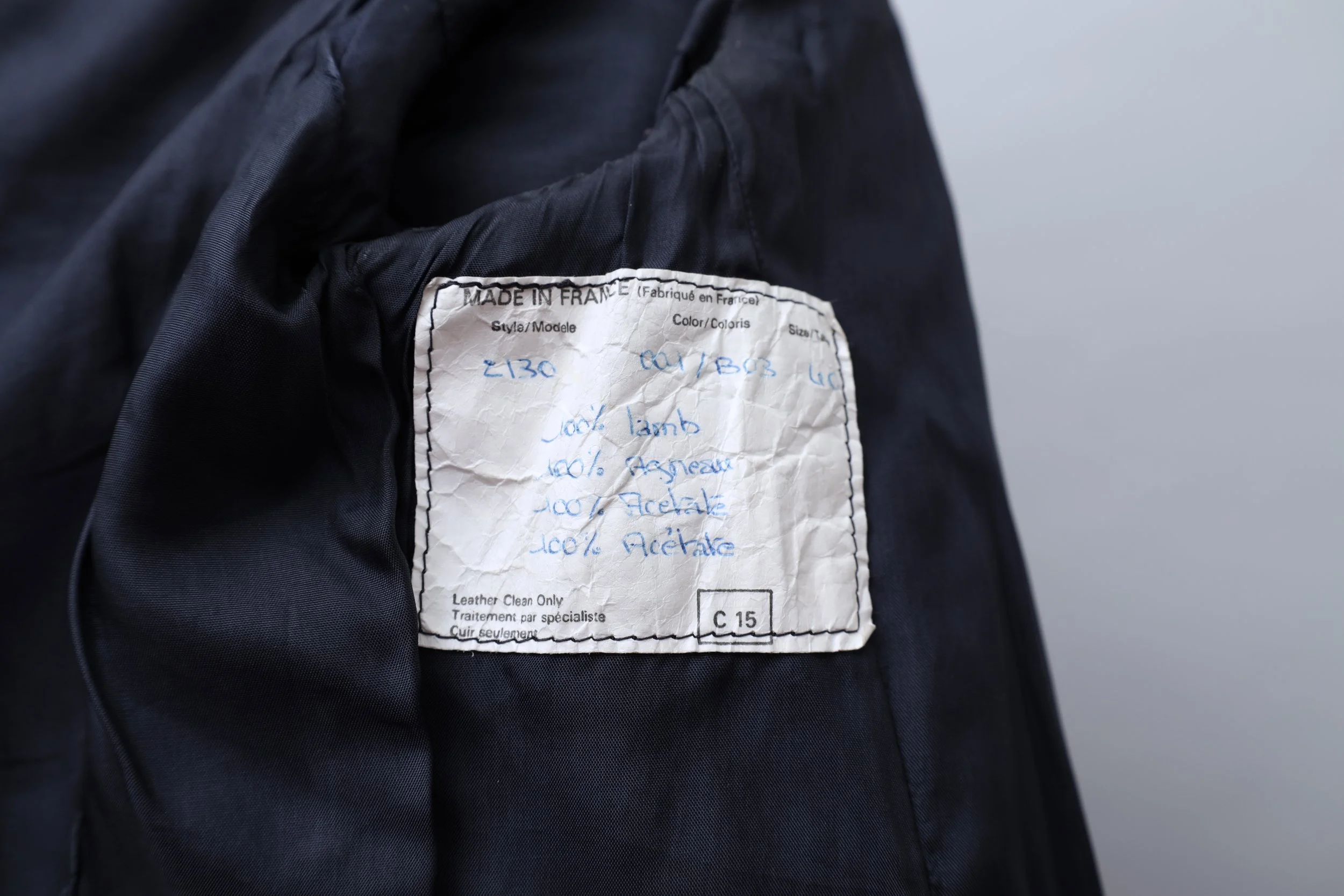 S/S 1992 Claude Montana pour Idéal Cuir composition label