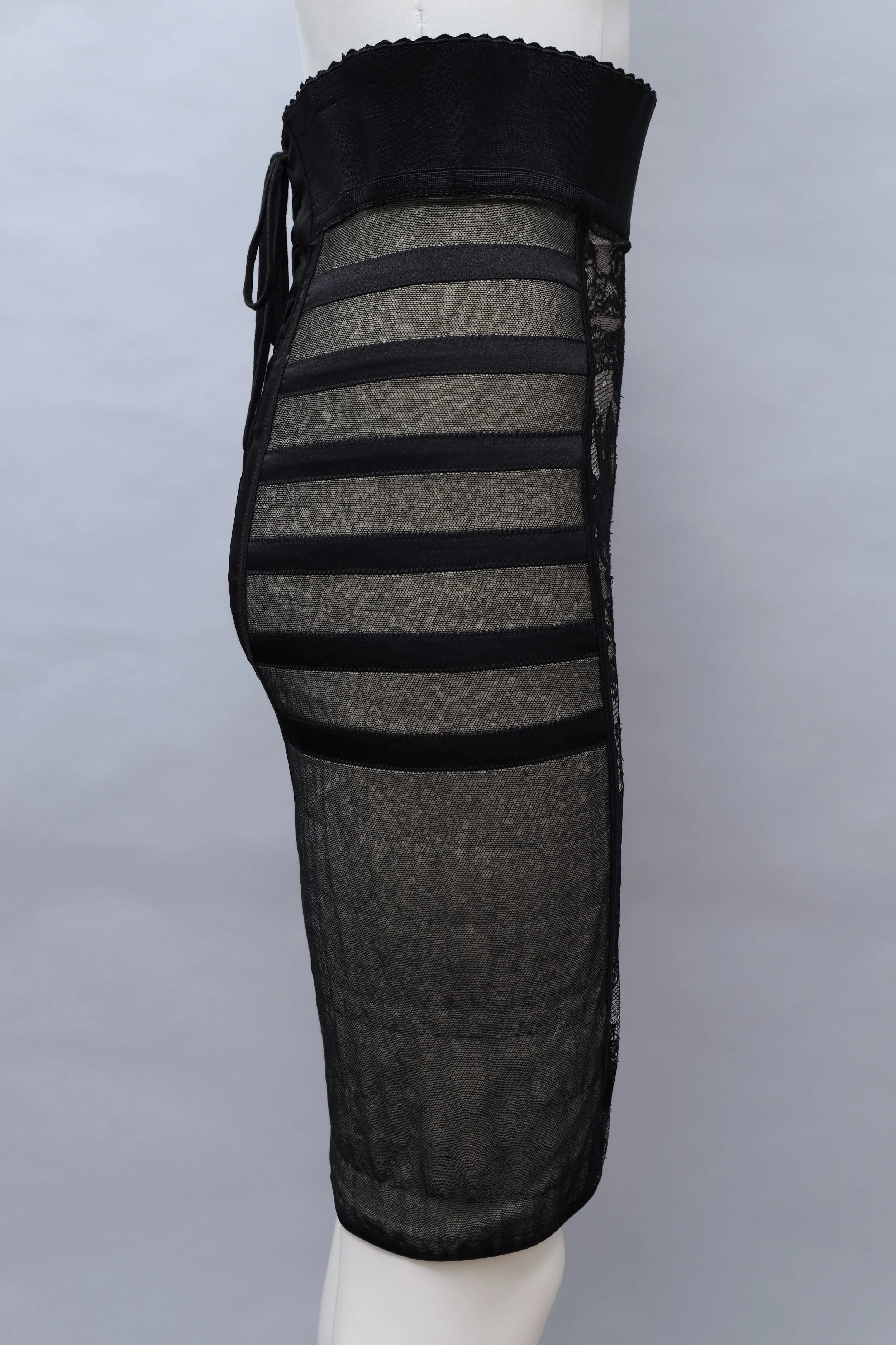 S/S 1988 Jean Paul Gaultier cowboy lace stretch pencil skirt