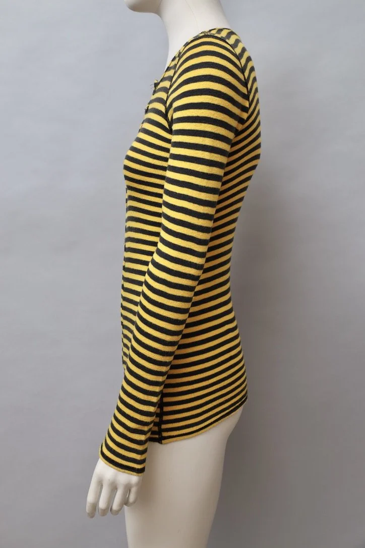 early 1970s Biba black and yellow striped cotton cardigan
