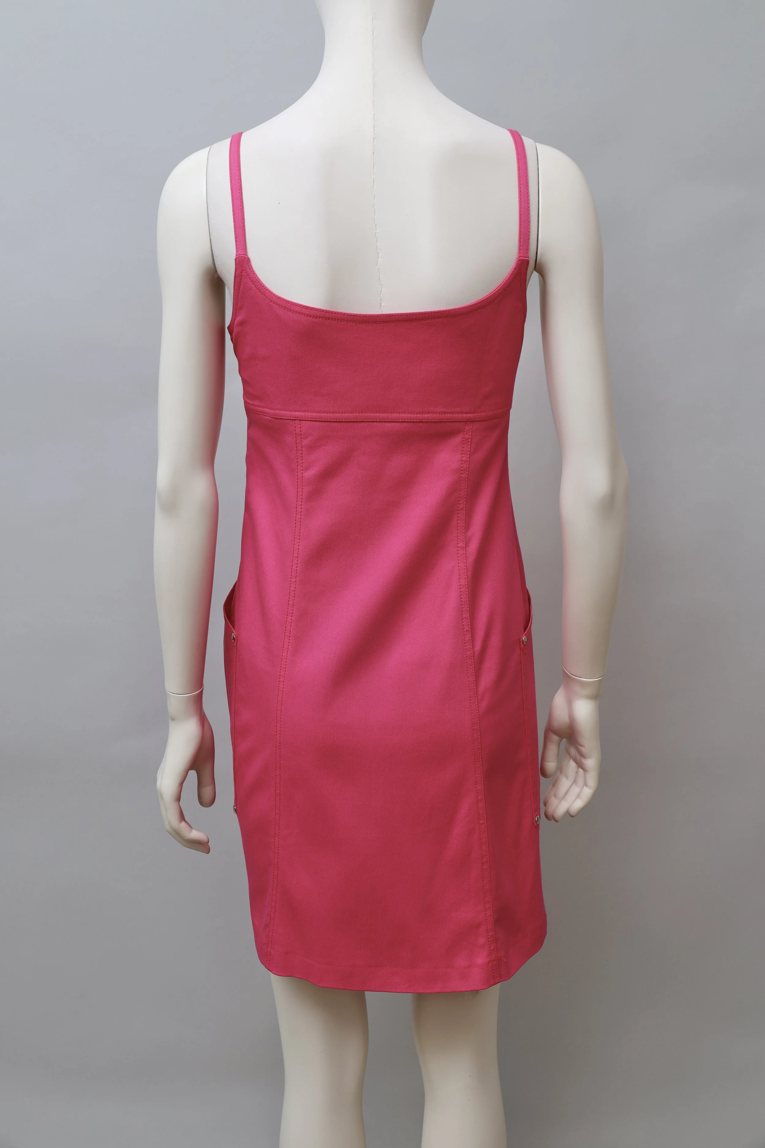 1990s Claude Montana Blu riveted pink denim dress