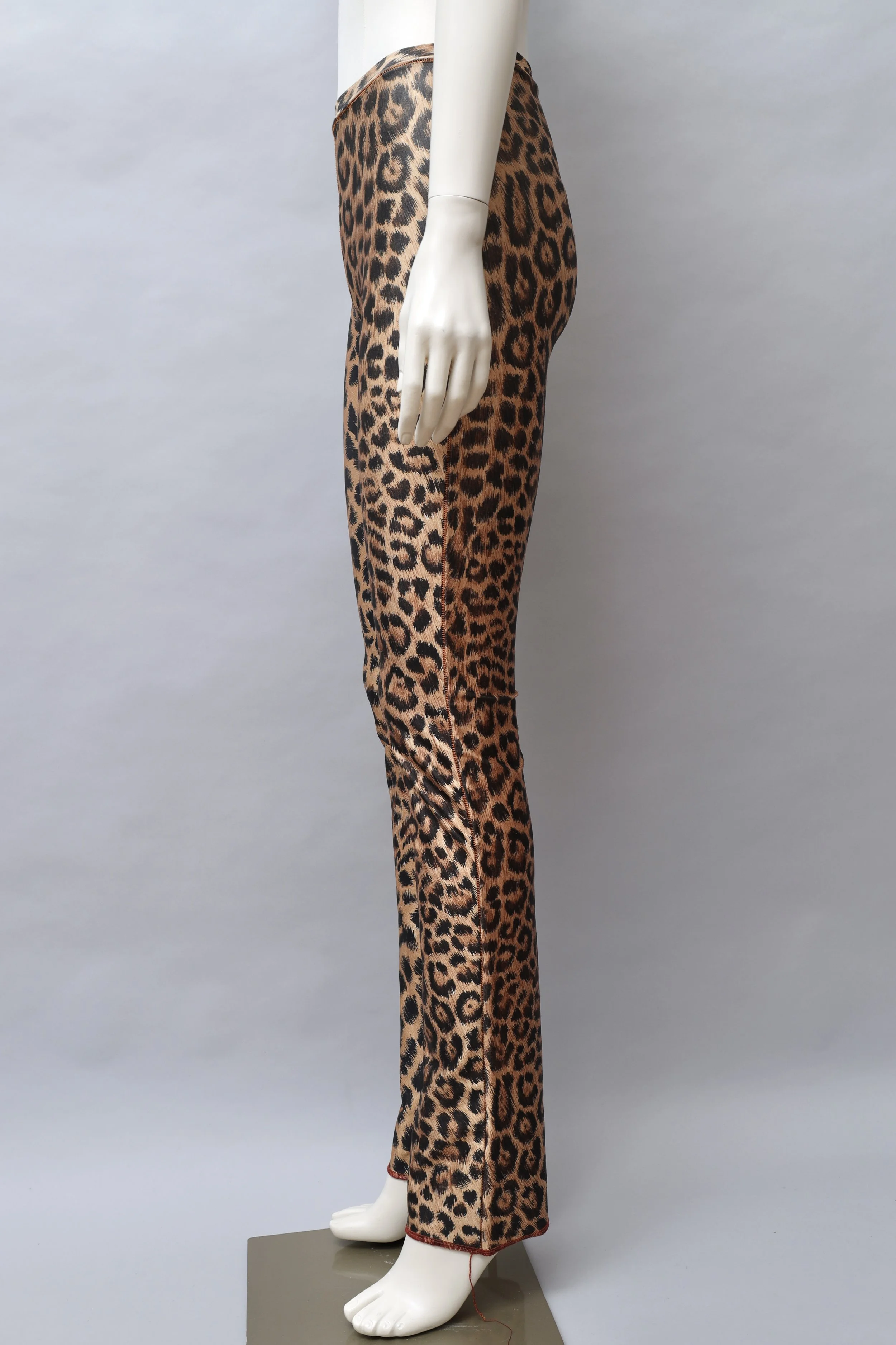 1990s Xuly Bët shiny leopard print stretch pants