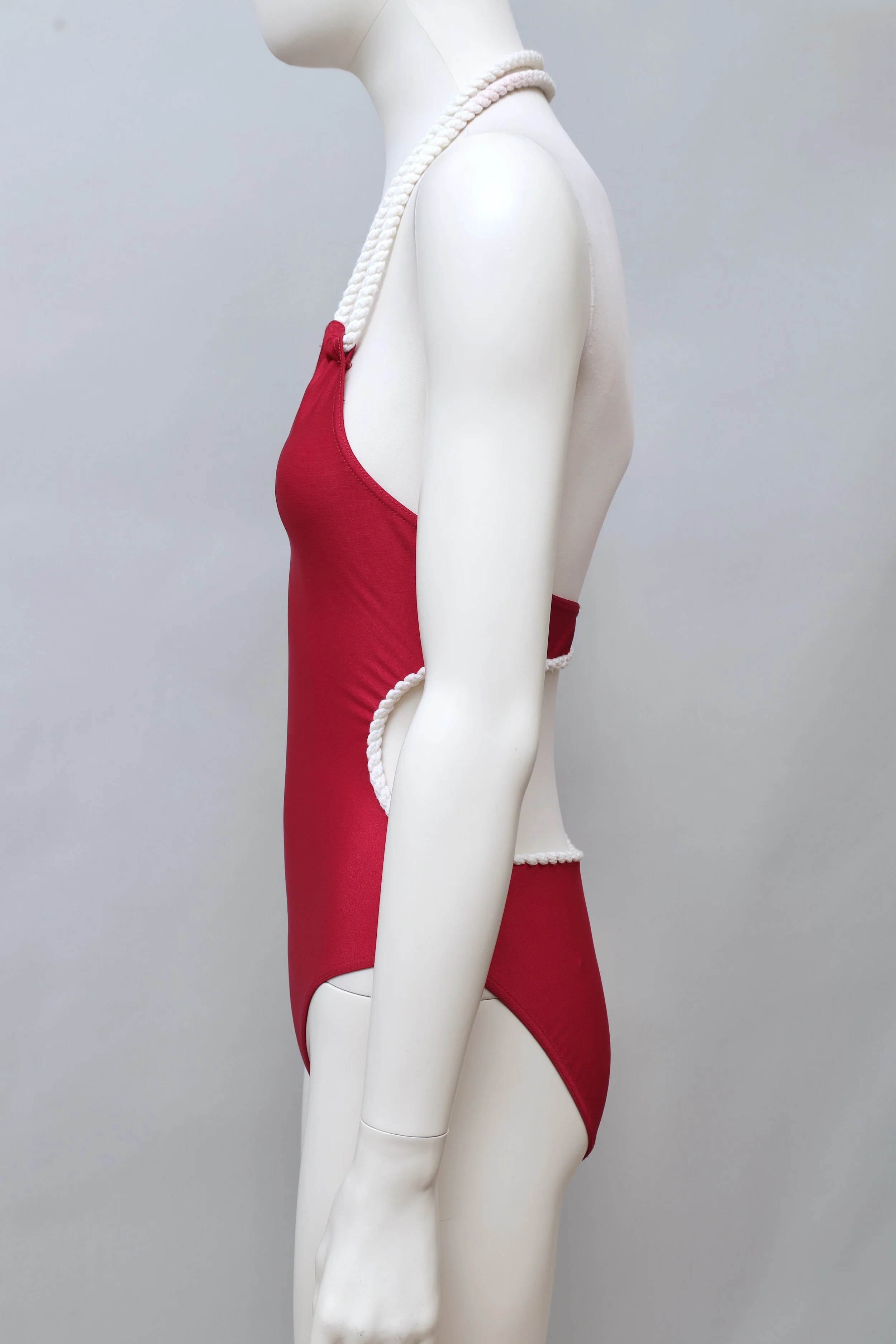 S/S 1993 Chantal Thomass red rope trim cut-out swimsuit
