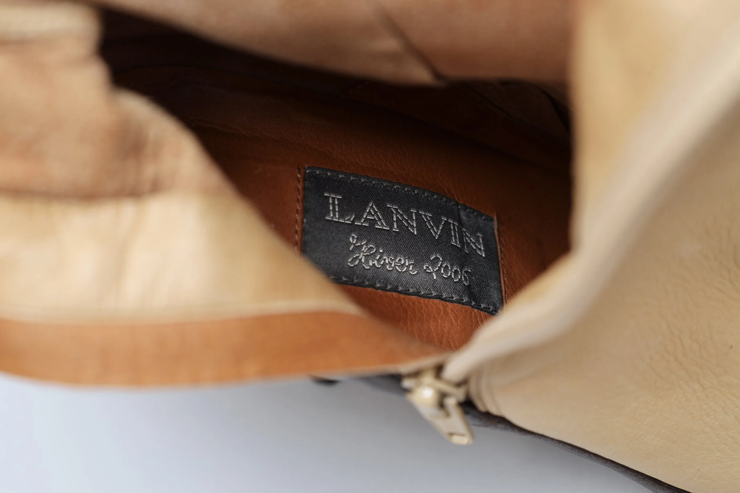 F/W 2006 Lanvin by Alber Elbaz two tone leather boots label tag