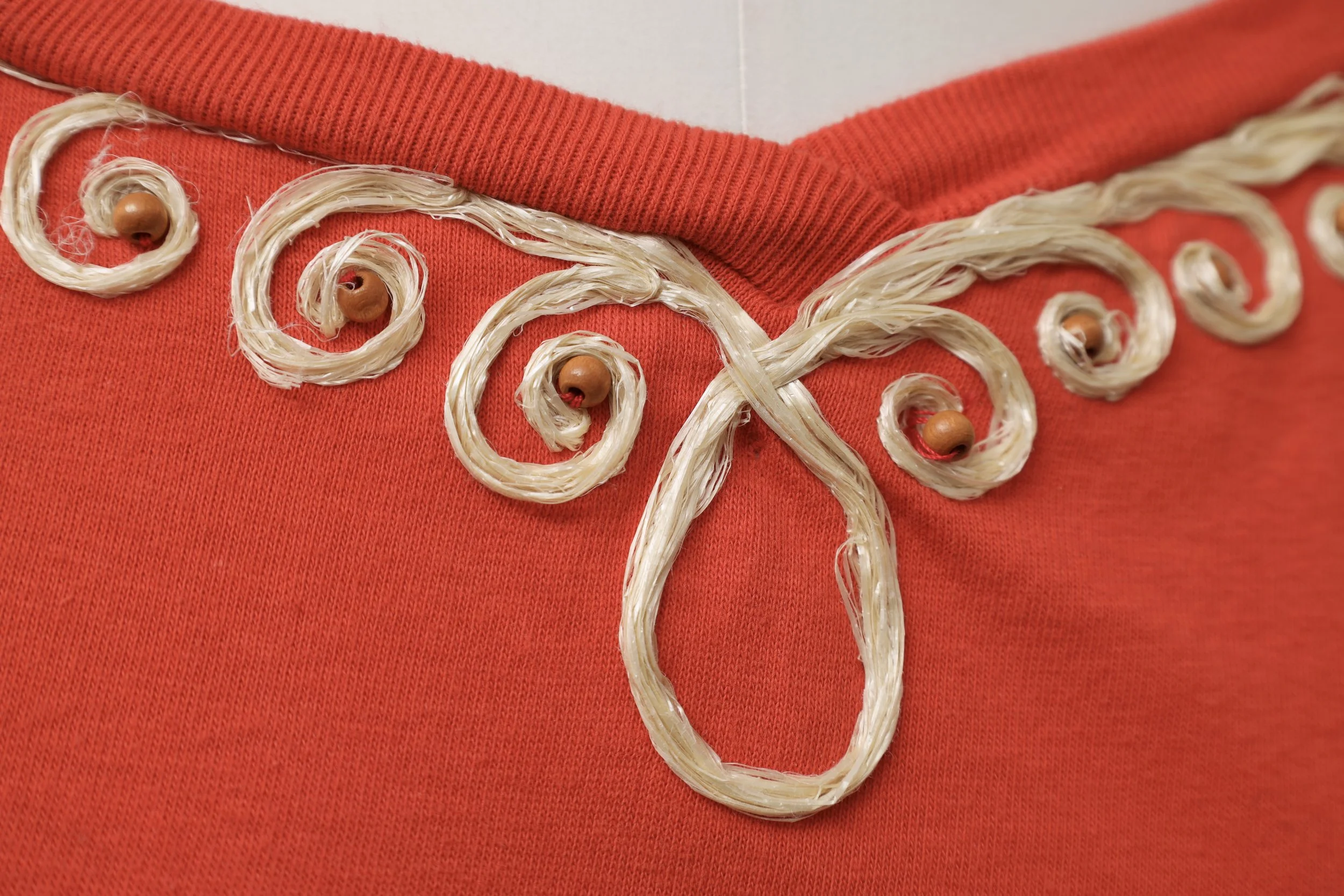 raffia embroidery detail