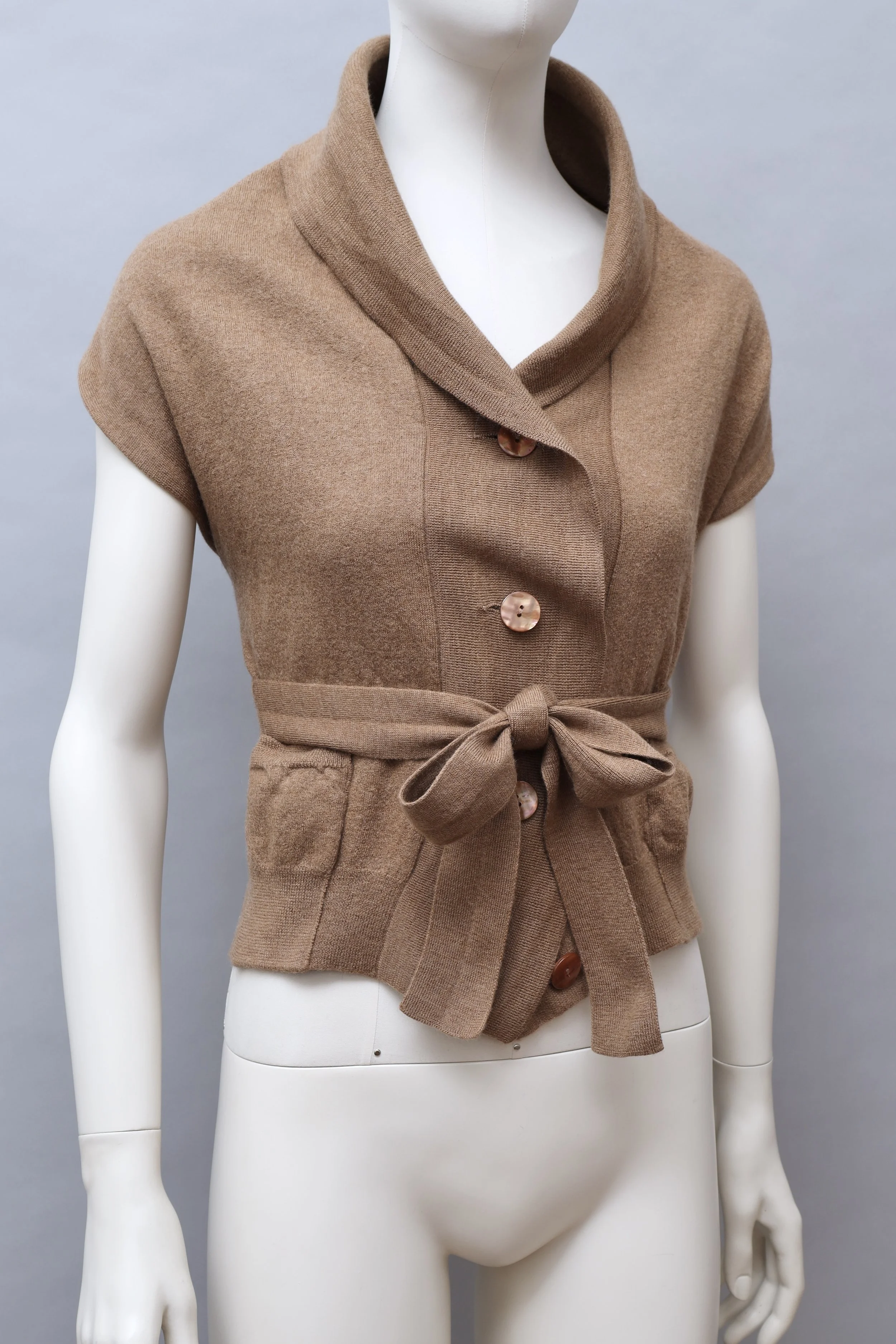 2000s Jean Paul Gaultier tan wool knit wrap capelet