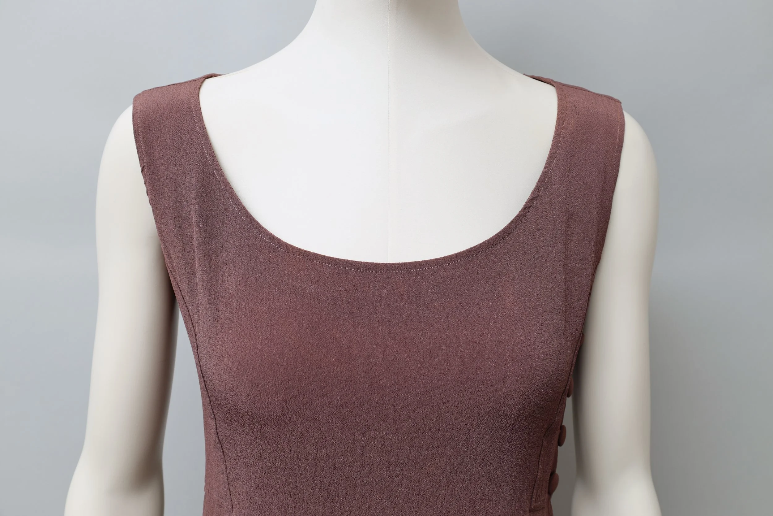 aubergine crêpe tunic top round neck