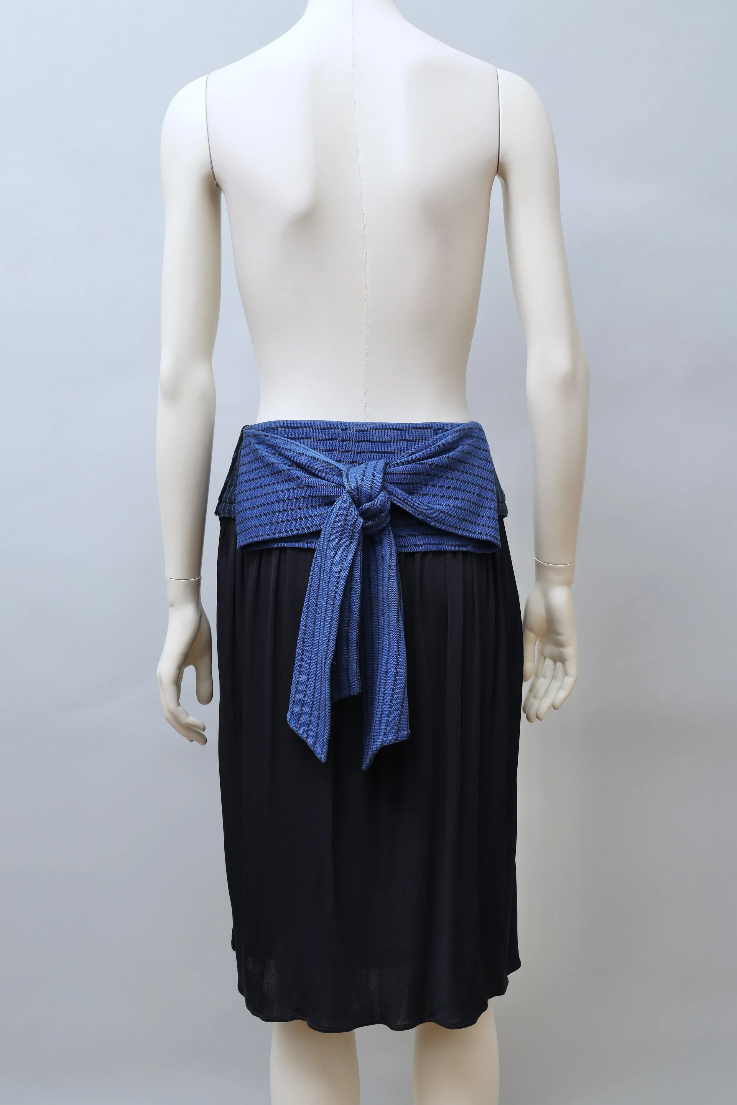 1980s Callaghan by Gianni Versace striped blue tie waist tiered skirt