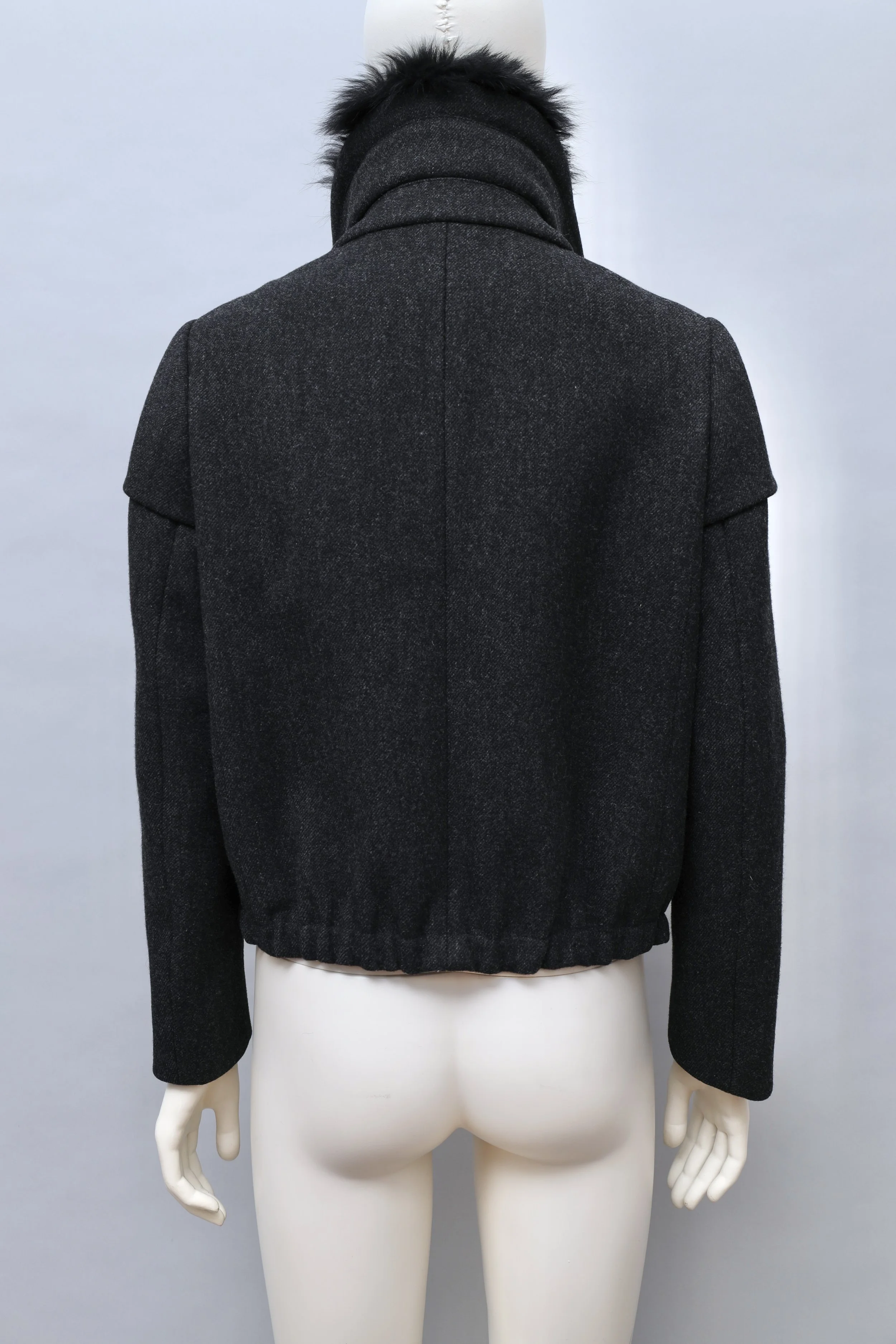 2000s Prada dark gray padded wool blouson jacket