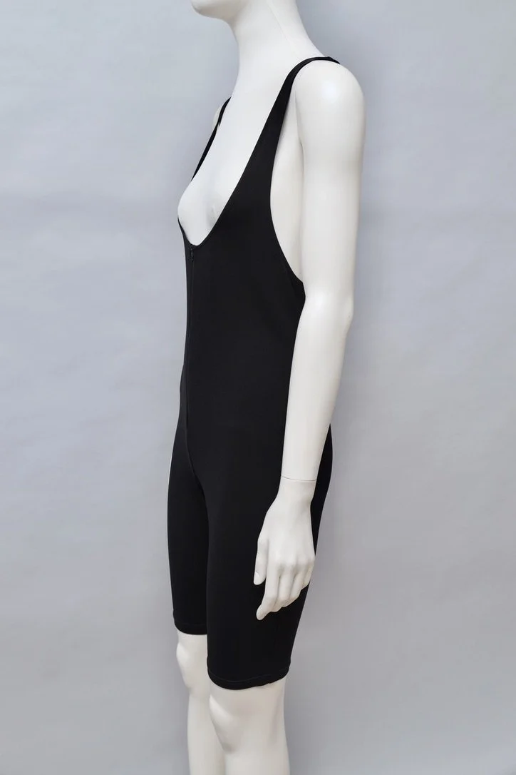 1990s Karl Lagerfeld black zip salopette unitard