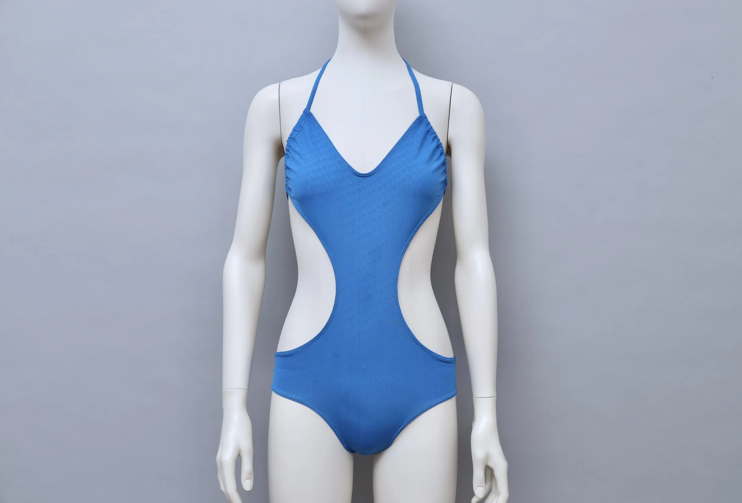 1990s Christian Dior blue monogram cut out swimsuit