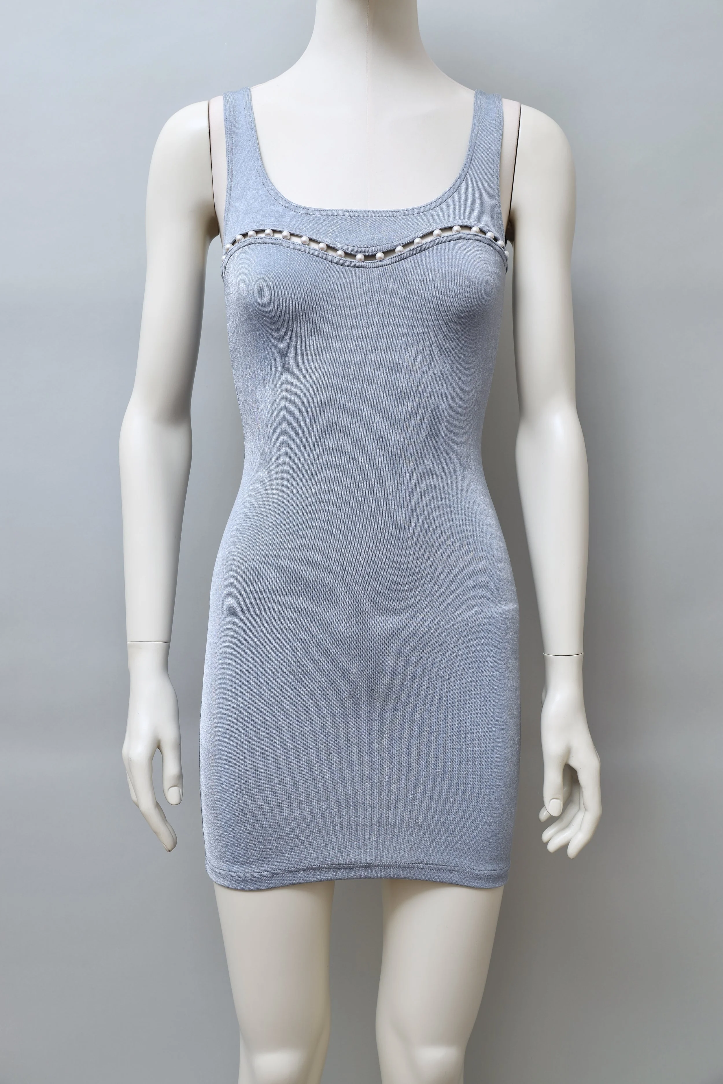 S/S 1993 Liza Bruce ice blue pearl cut out dress