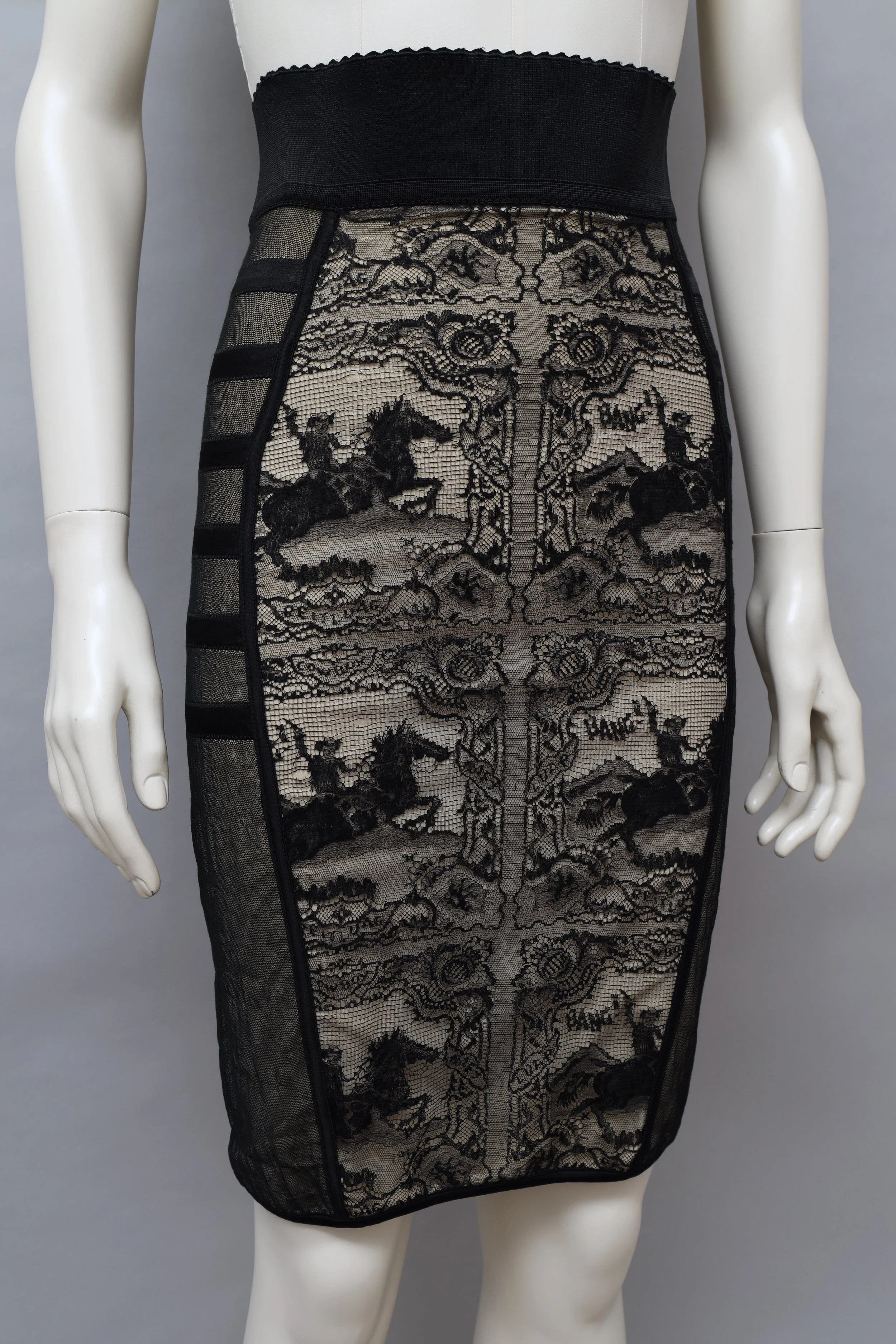 S/S 1988 Jean Paul Gaultier cowboy lace stretch pencil skirt