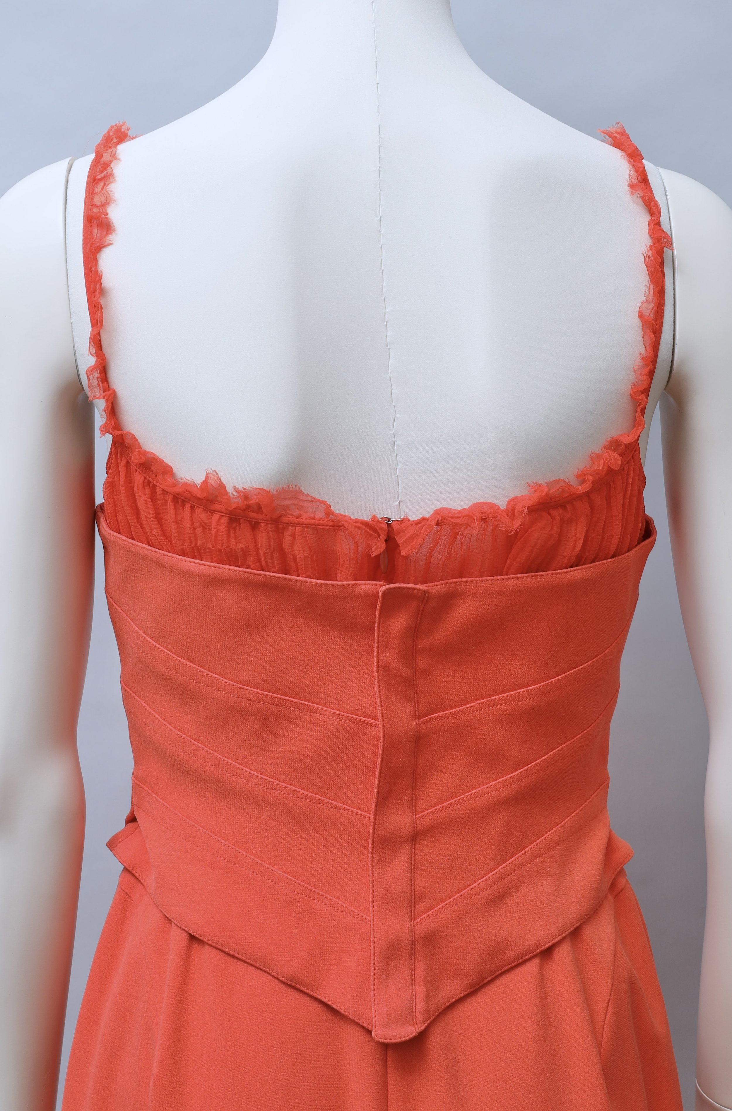 late 1990s / early 2000s Thierry Mugler bright coral corset dress