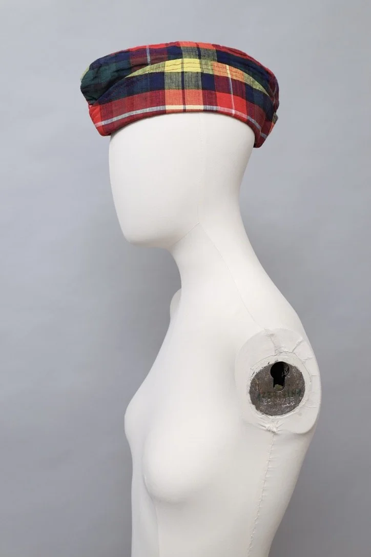 S/S 1984 Chantal Thomass red and yellow cotton tartan hat