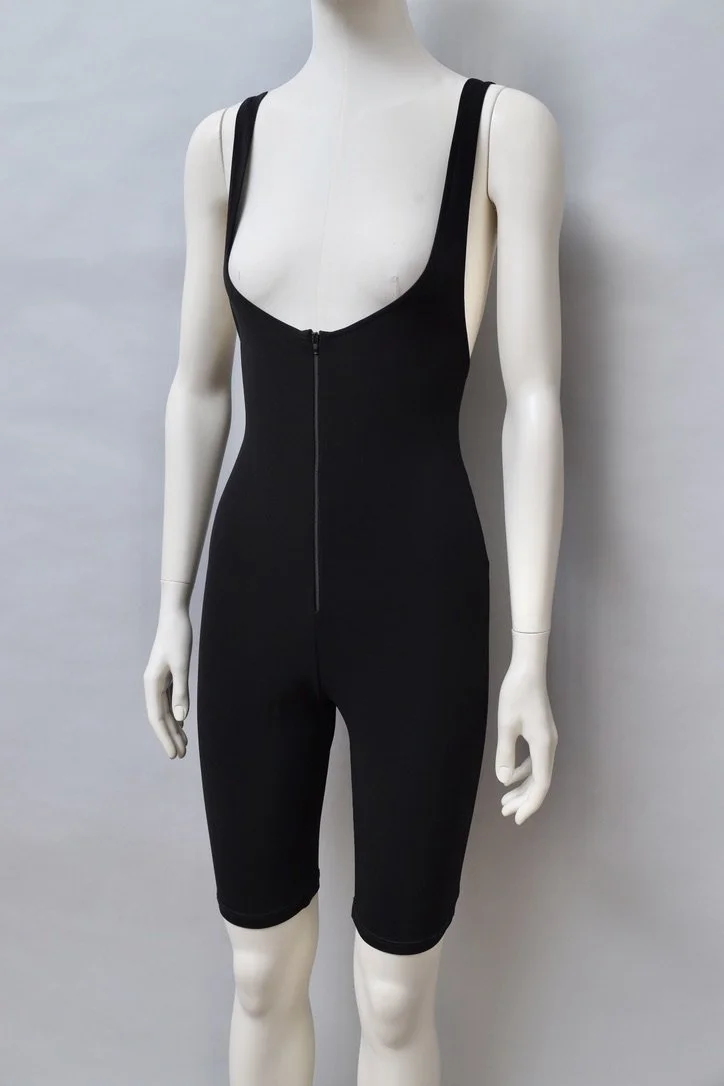 1990s Karl Lagerfeld black zip salopette unitard