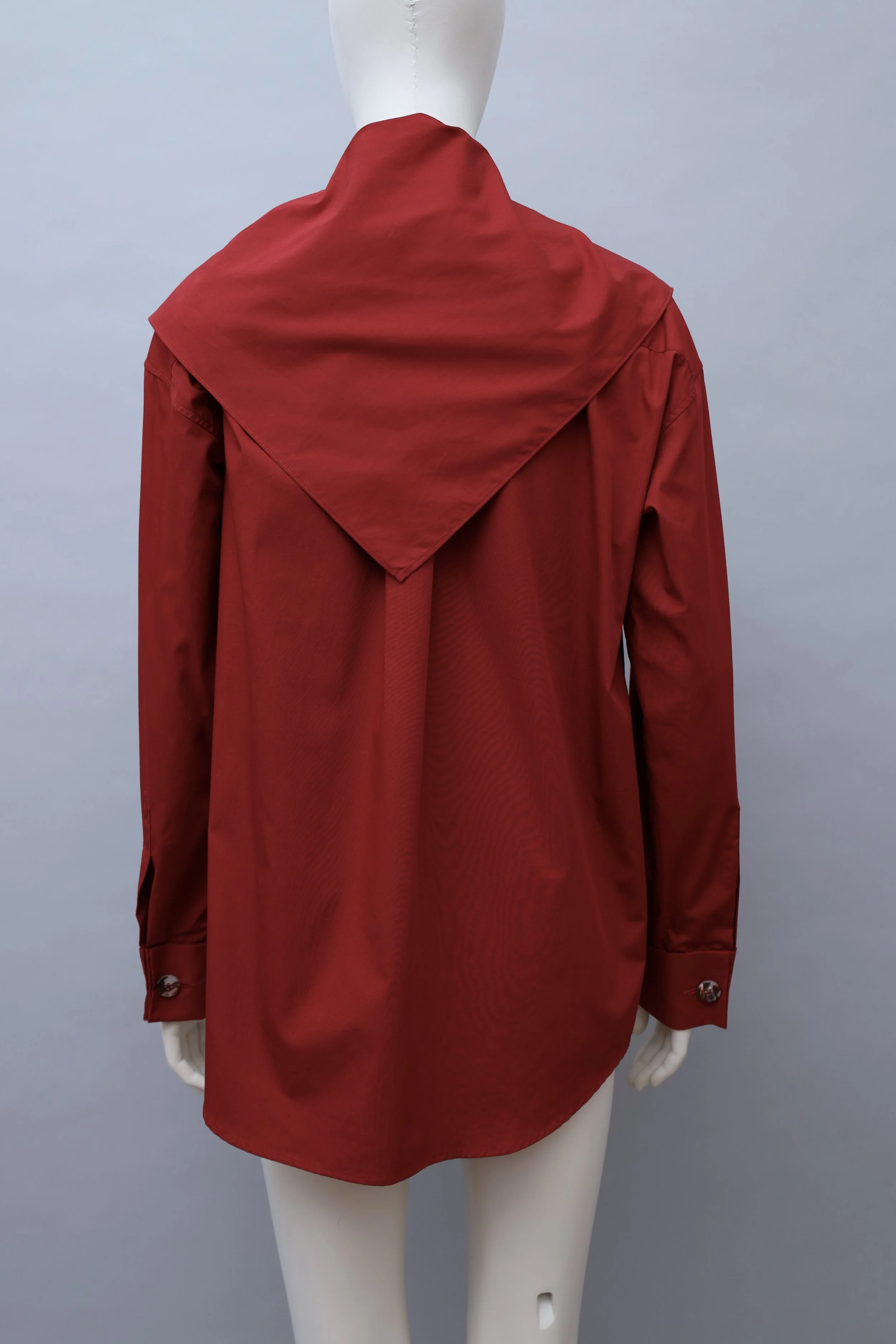 F/W 1994 Romeo Gigli crimson red triangle collar blouse