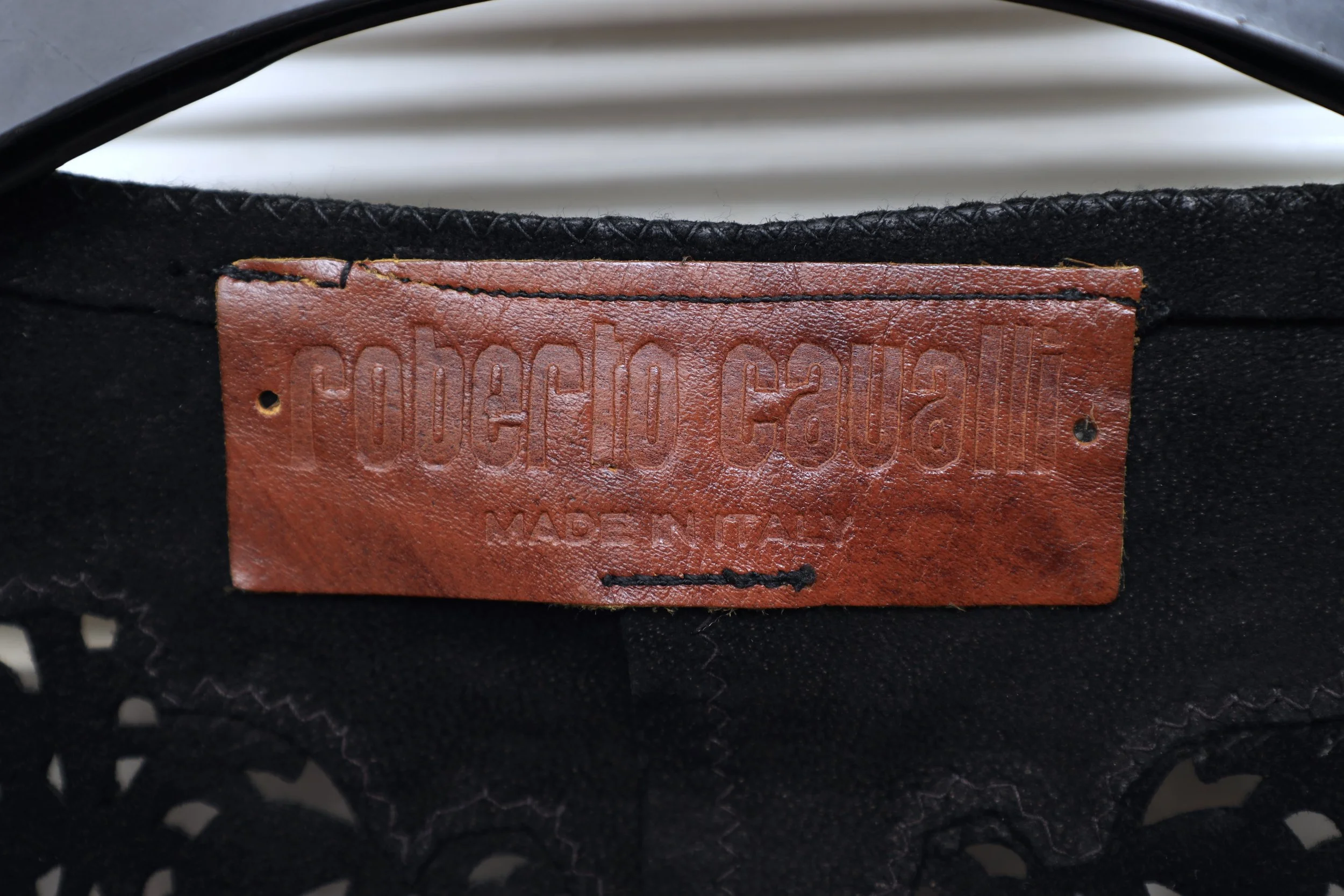1970s Roberto Cavalli leather label tag