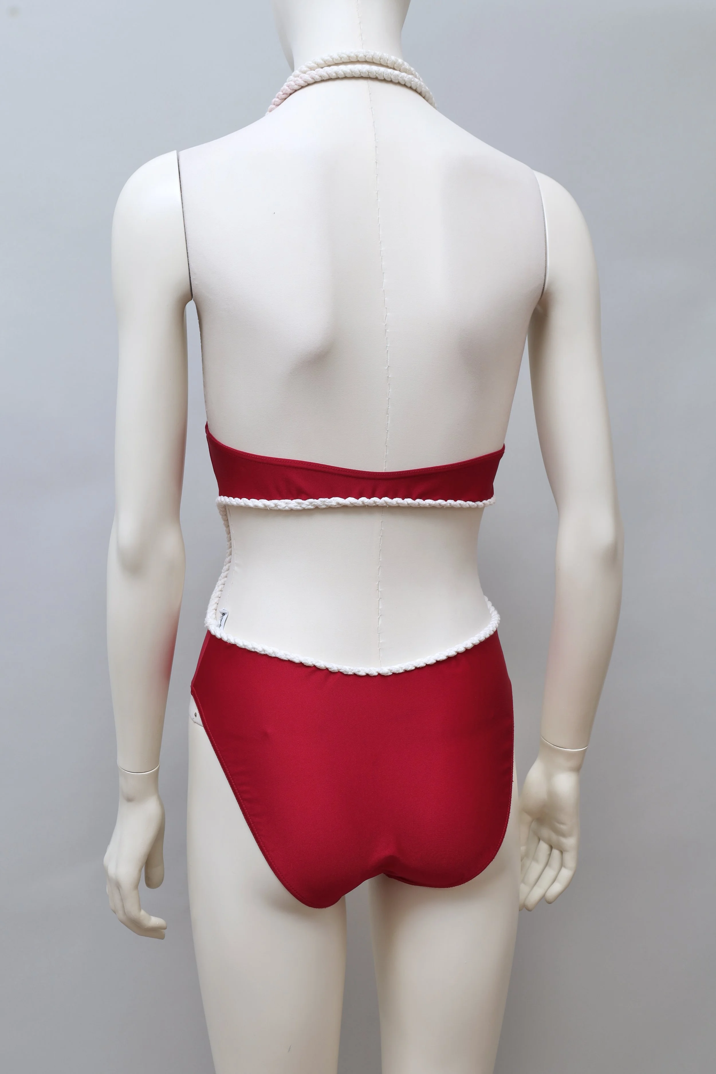 S/S 1993 Chantal Thomass red rope trim cut-out swimsuit