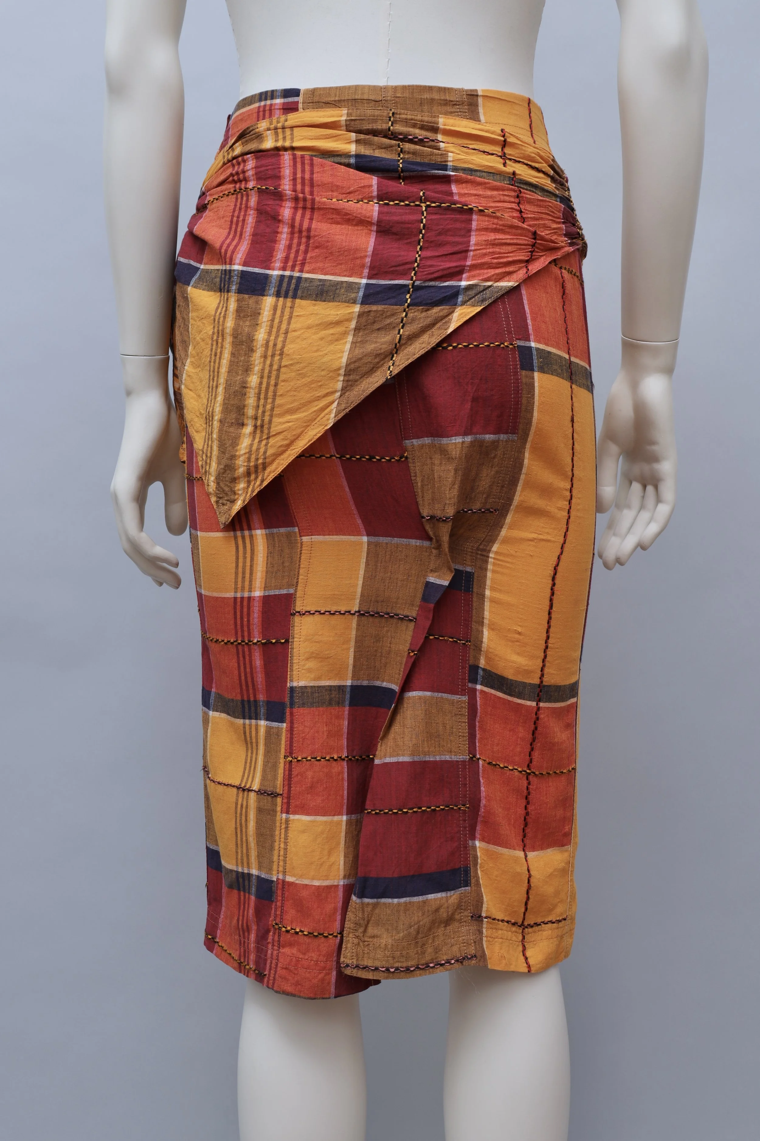1980s Chantal Thomass madras sash pencil skirt
