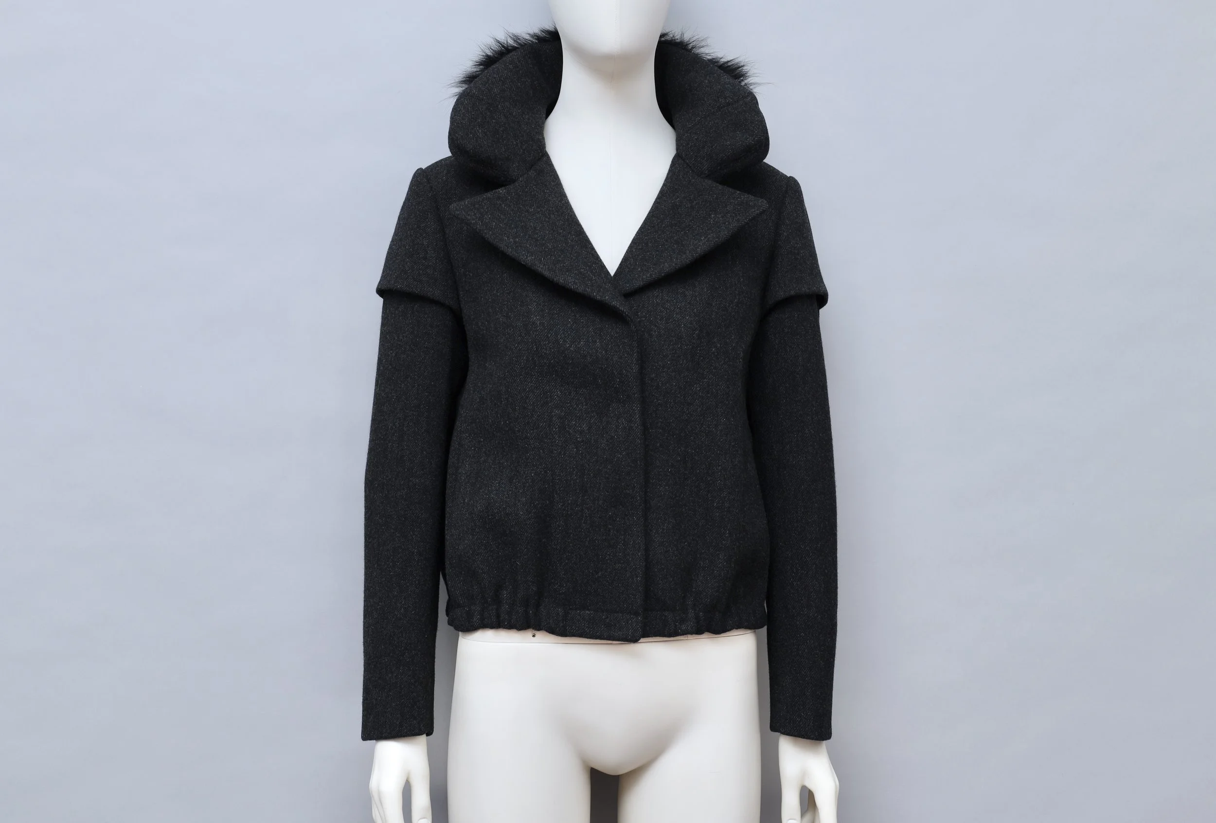 2000s Prada dark gray padded wool blouson jacket