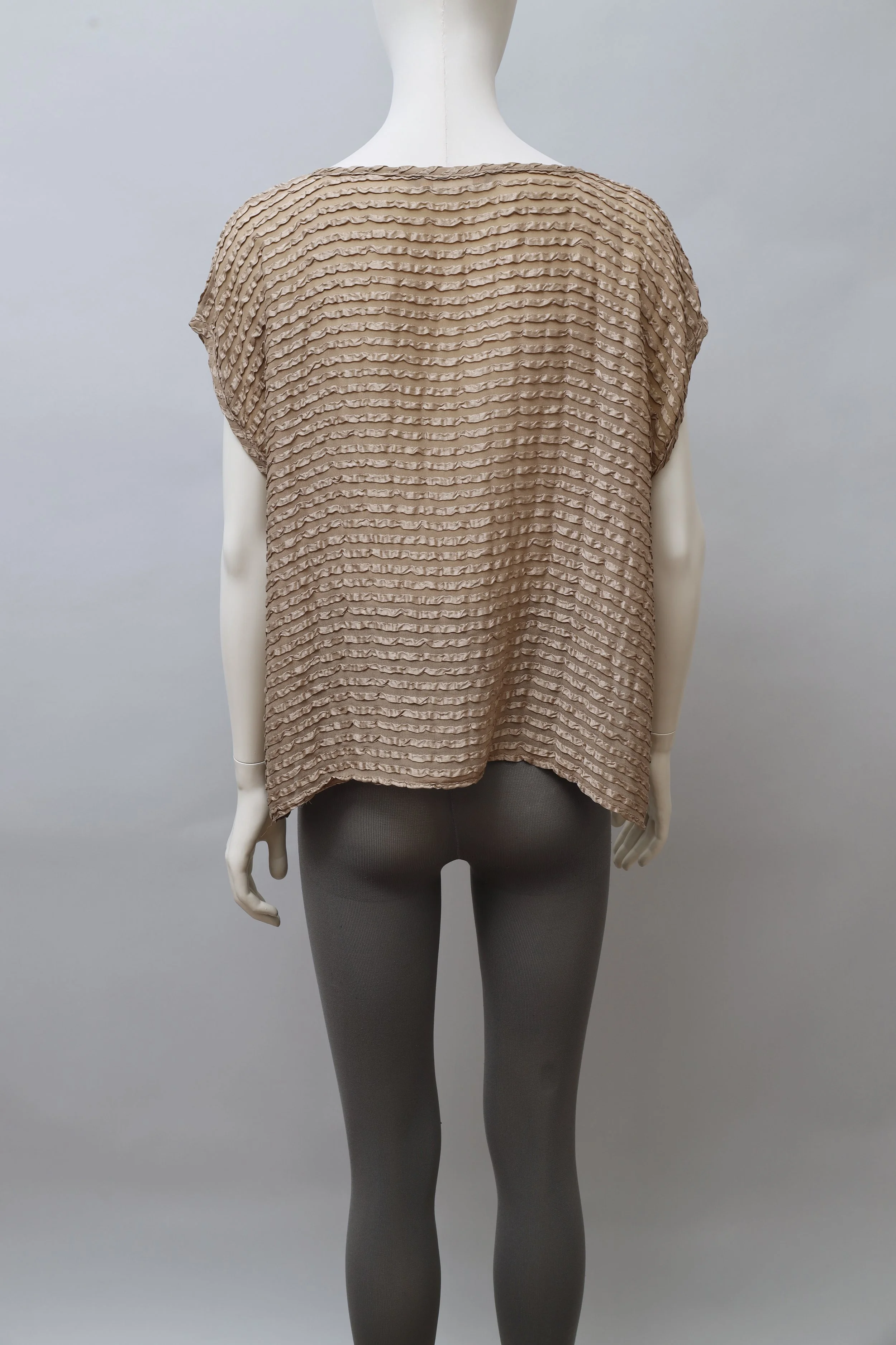 S/S 1985 Chantal Thomass taupe crinkled silk top