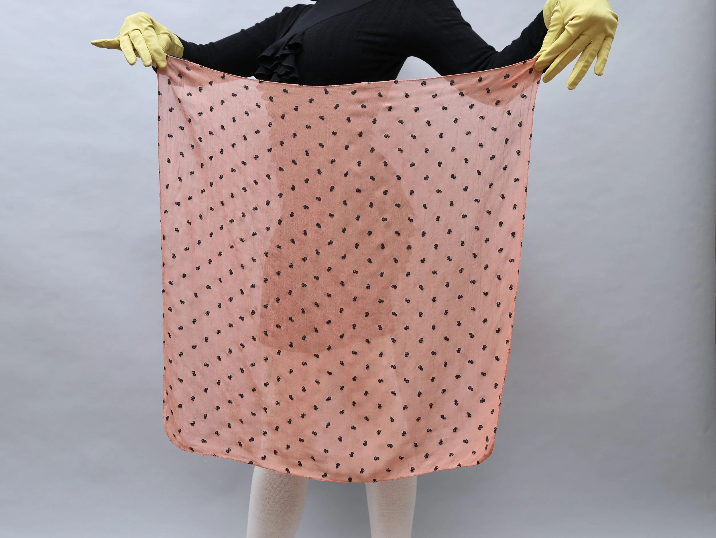 S/S 1989 Junior Gaultier dollar sign sheer salmon scarf