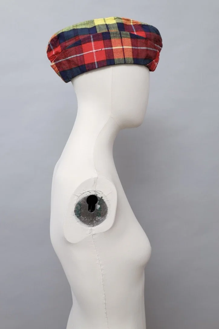 S/S 1984 Chantal Thomass red and yellow cotton tartan hat