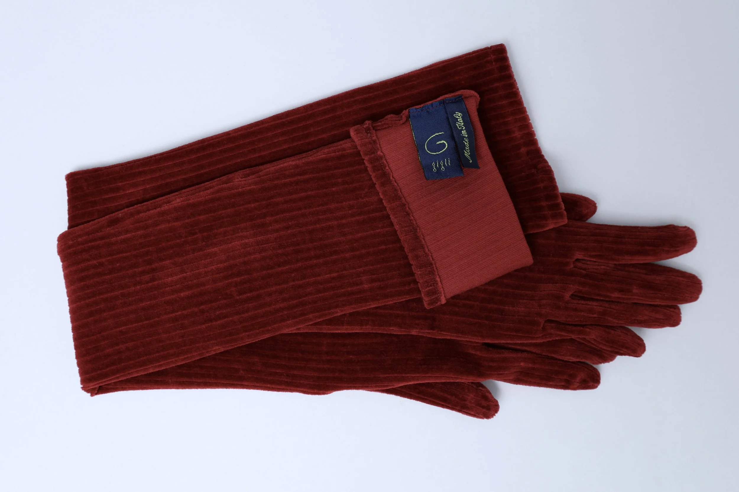 1990s G Gigli burgundy velvet corduroy opera gloves